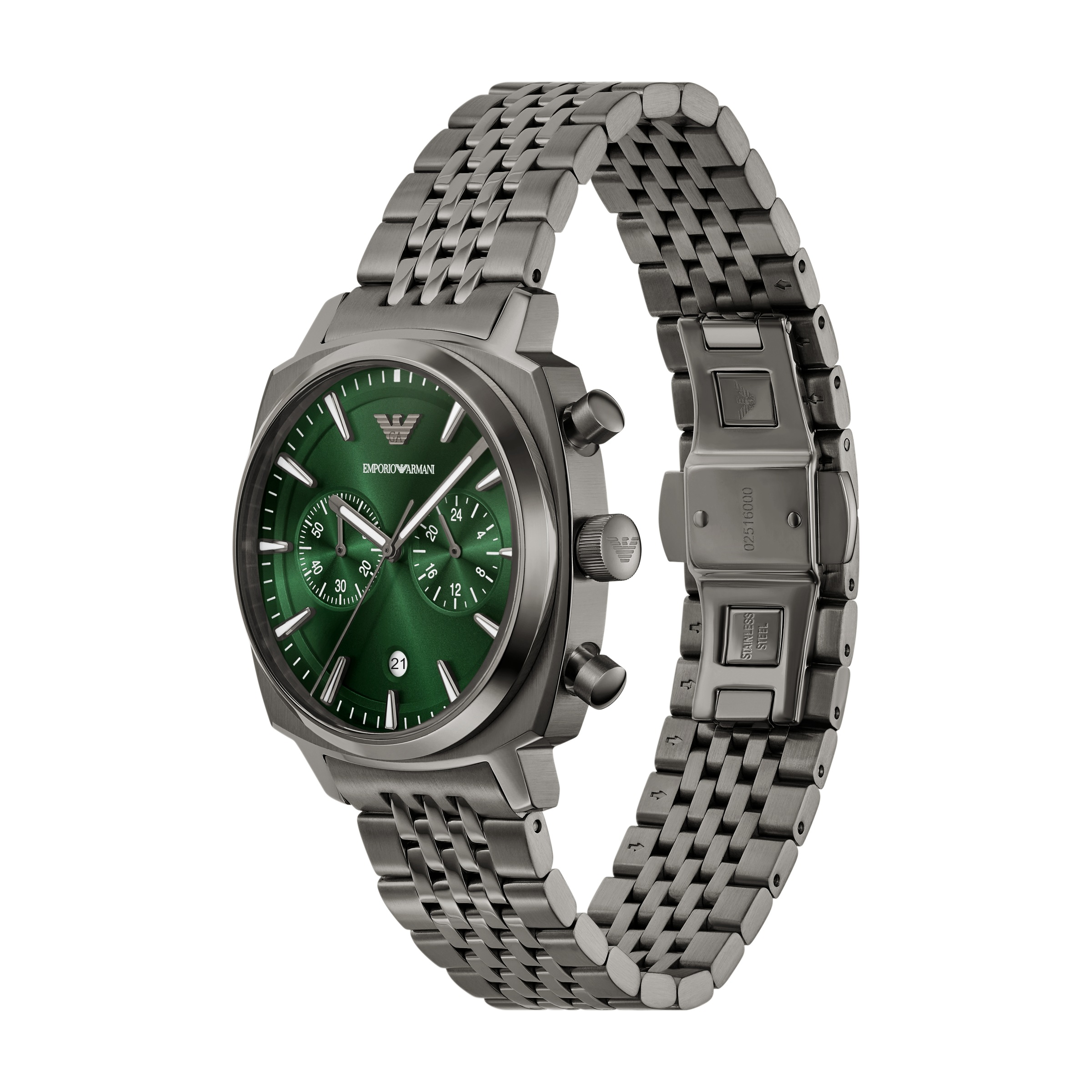 Emporio Armani Chronograph, Quarzuhr, Armbanduhr, Herrenuhr, Edelstahlarmband, analog, Tag