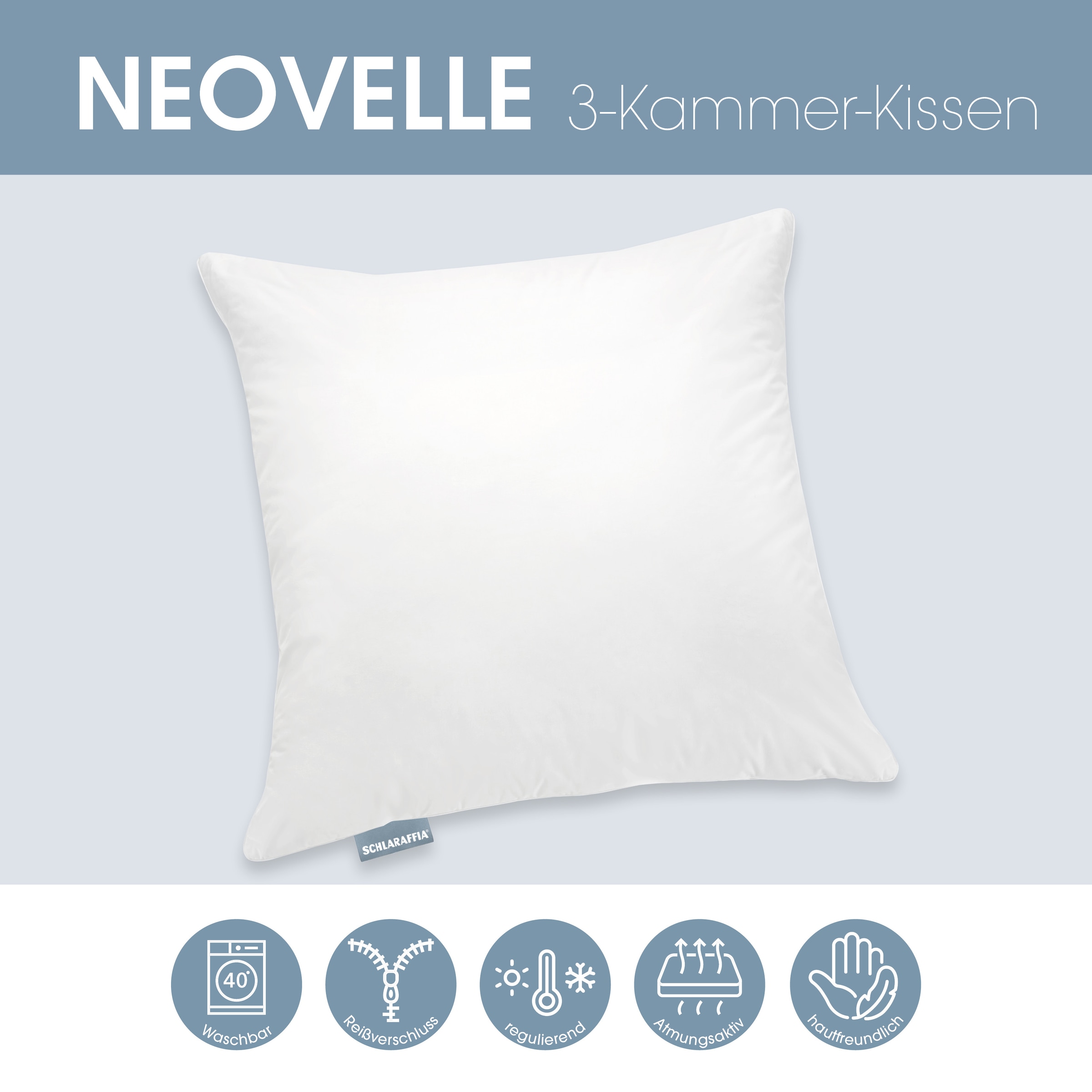 Schlaraffia Kopfkissen »NEOVELLE, Allergikerfreundlich« Füllung: 65% Polyester, 35% Polylactid (basierend auf Zuckerrohr) 1 Stk. tlg. Ergonomisch, 40x80cm, 80x80cm