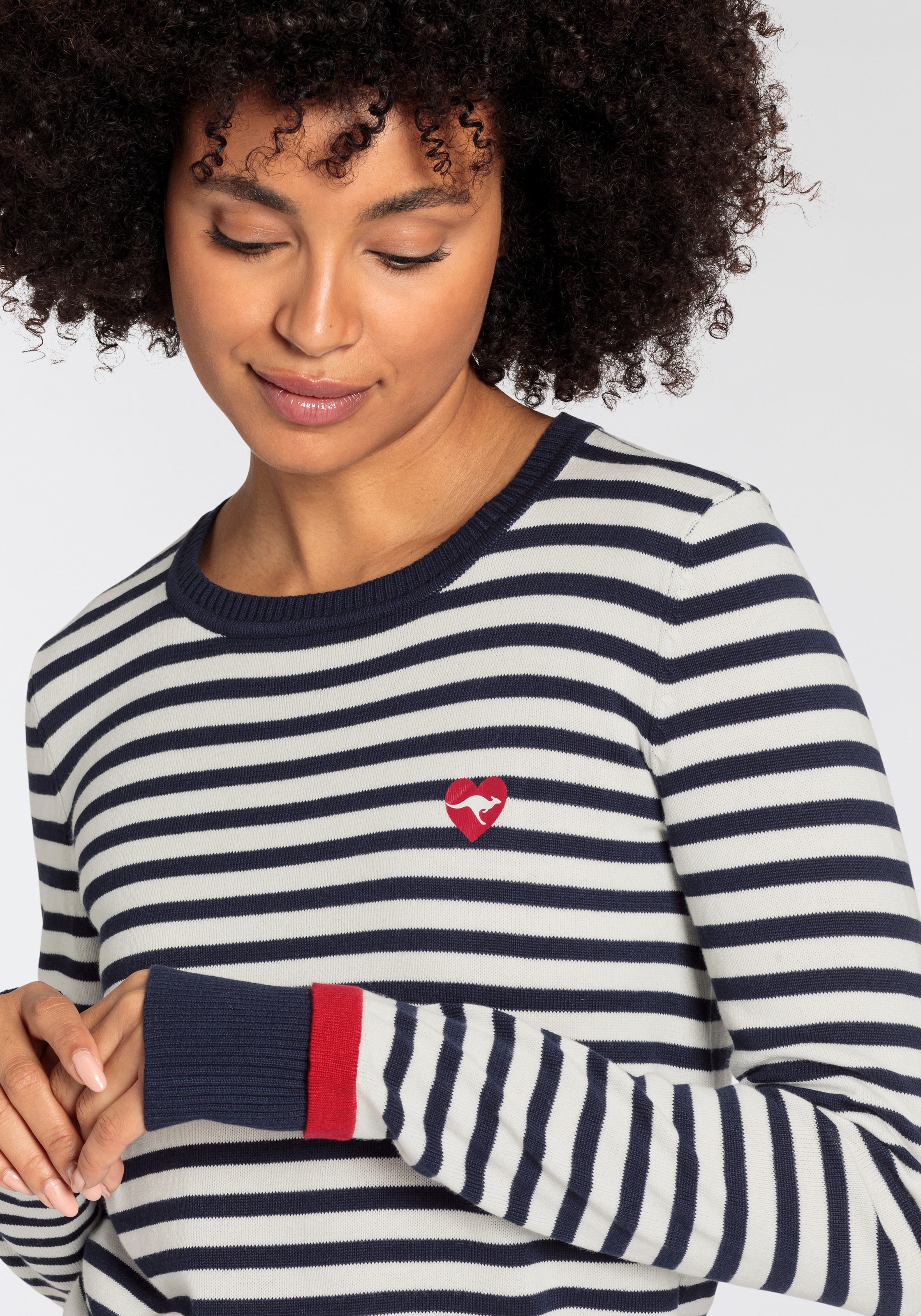 KangaROOS Streifenpullover, mit Ringelstreifen und herzlichem Logodruck