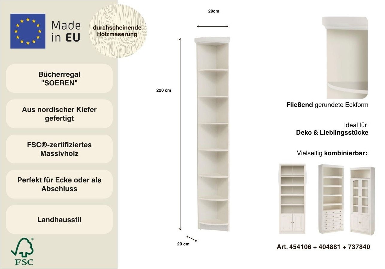 Thumbnail - Home affaire Anbauregal "Soeren" aus massiver Kiefer, Höhe 220 cm, Tiefe 29 cm