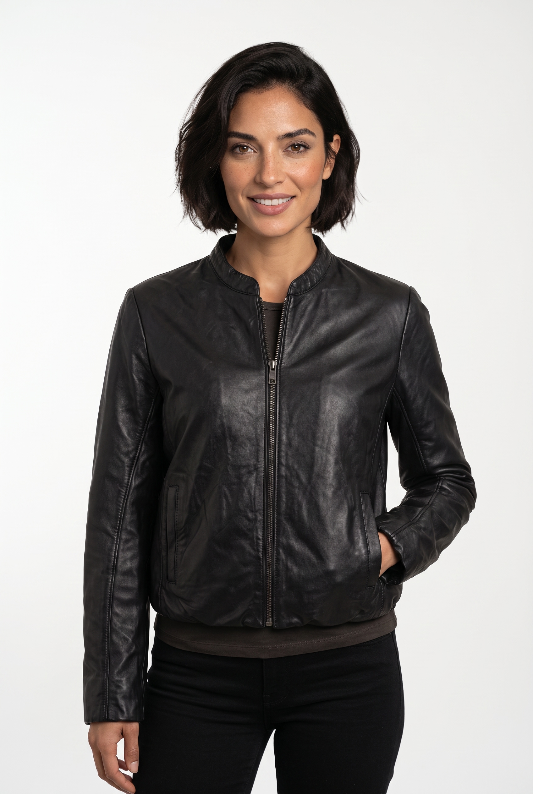 Mauritius Lederjacke "MWSvala" mit elastischen Saum- und Ärmelabschlüssen
