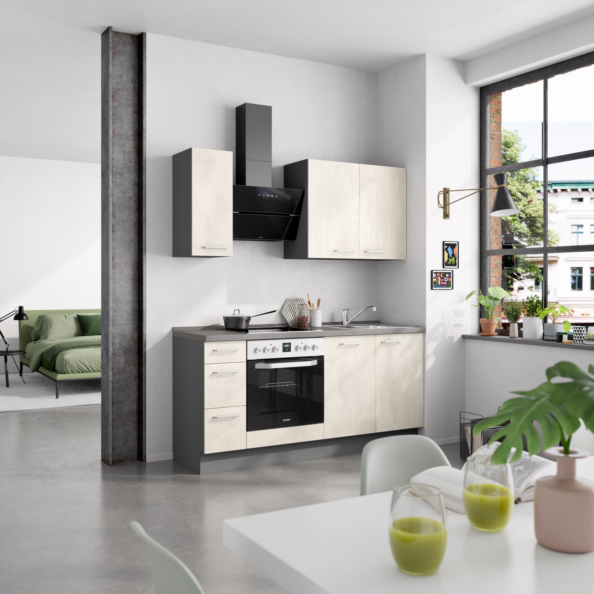 nobilia® Küchenzeile »"Riva II"«, vormontiert, Ausrichtung wählbar, Breite 180 cm, wahlw. mit E-Geräten
