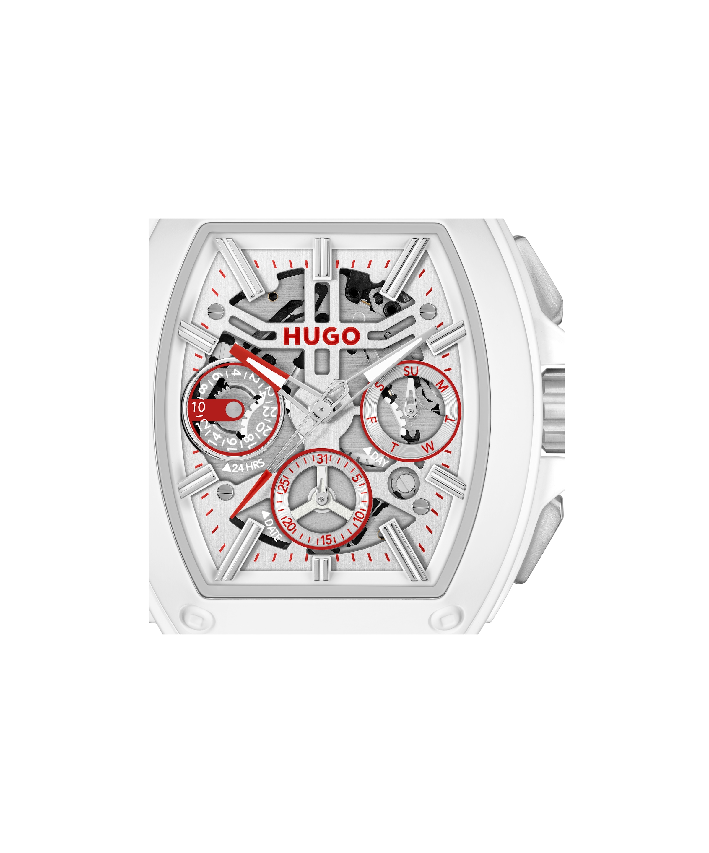 HUGO Multifunktionsuhr »#HUGO ID SKELETON« Quarzuhr, Armbanduhr, Herrenuhr, Silikonarmband, analog