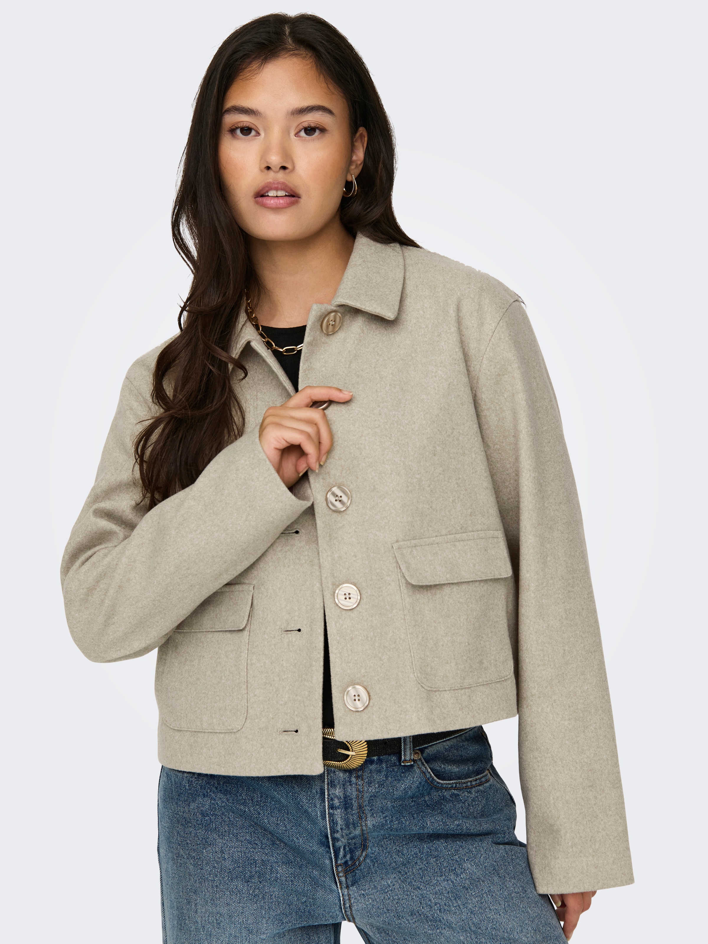 JDY Kurzjacke "JDYCALLIE LIFE SHORT JACKET OTW HAB NOOS" Kunstfaser günstig online kaufen