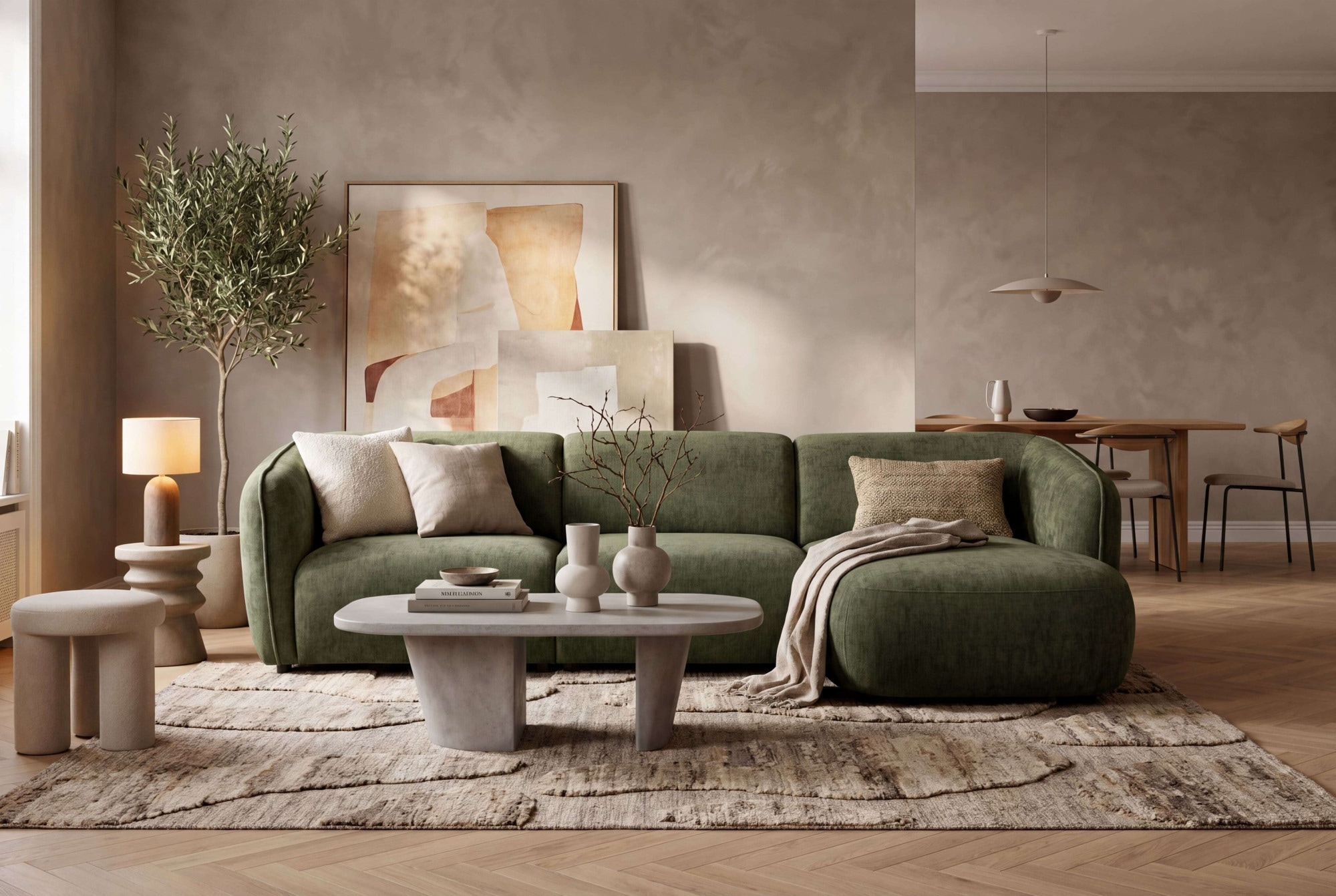 OTTO home Ecksofa "OSTRUP Rundsofa, L-Form, Naturtöne, Boucle oder Chenille" Breite 280 cm, organische Form mit sanften Rundungen