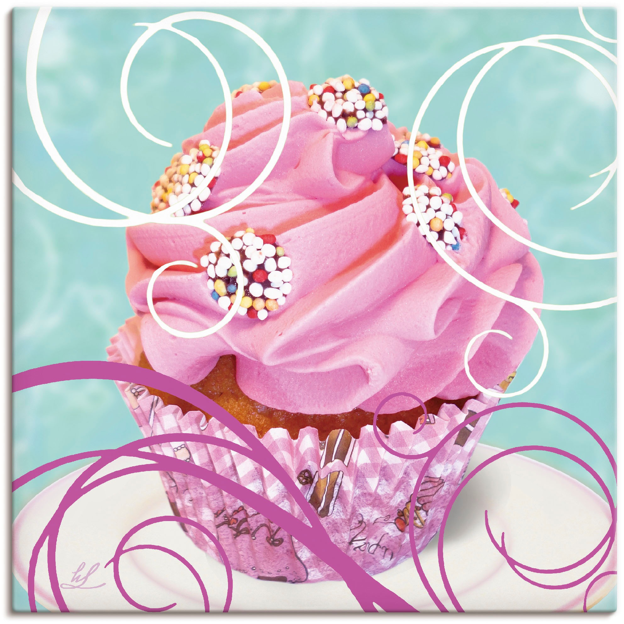 Artland Wandbild »Cupcake auf in Leinwandbild, oder Süßspeisen, | Alubild, Größen St.), kaufen - BAUR als (1 Kuchen«, versch. Wandaufkleber petrol Poster
