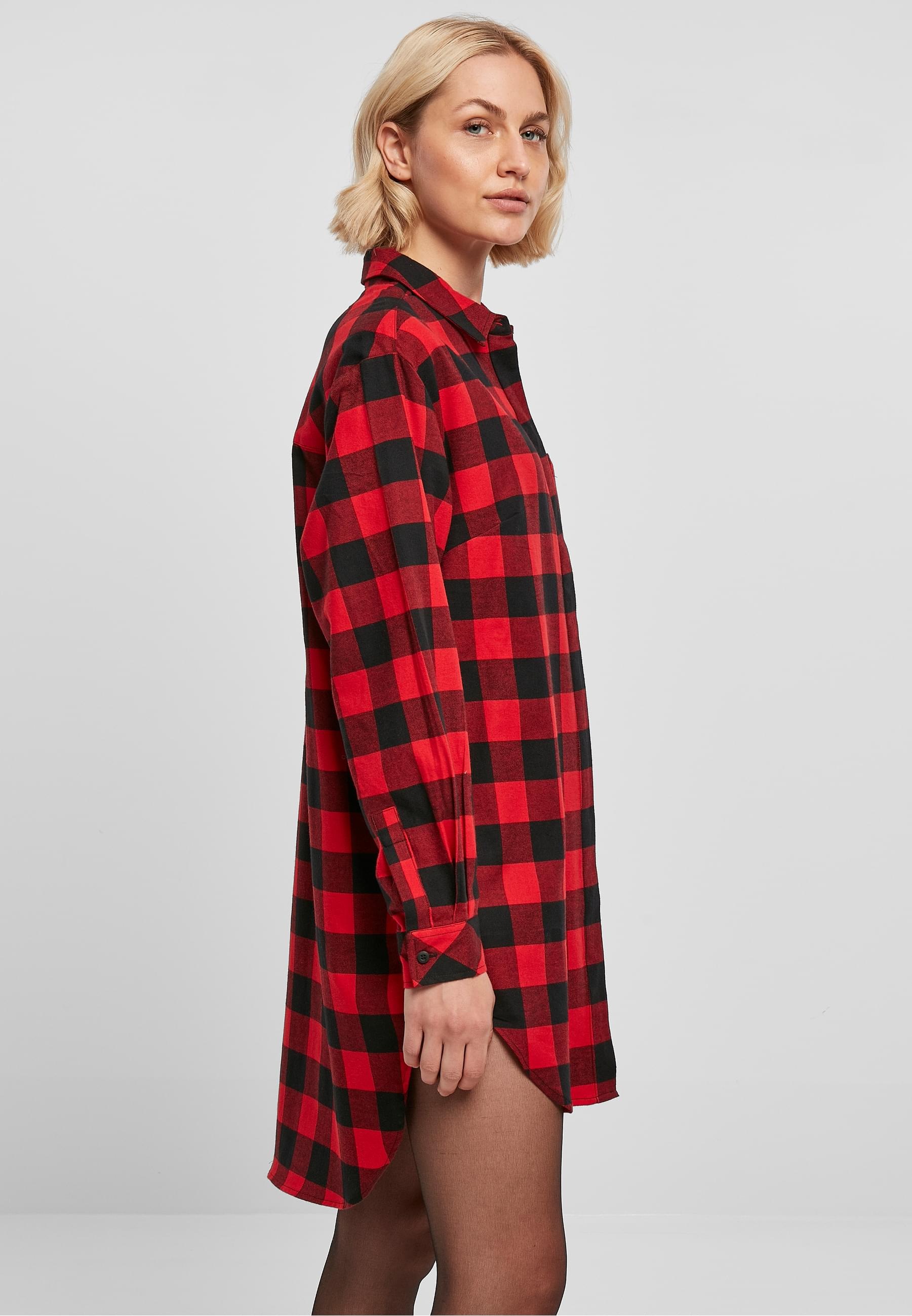 URBAN CLASSICS Shirtkleid »Urban Classics Damen Ladies Oversized Check Flannel Shirt Dress«, (1 tlg.)
