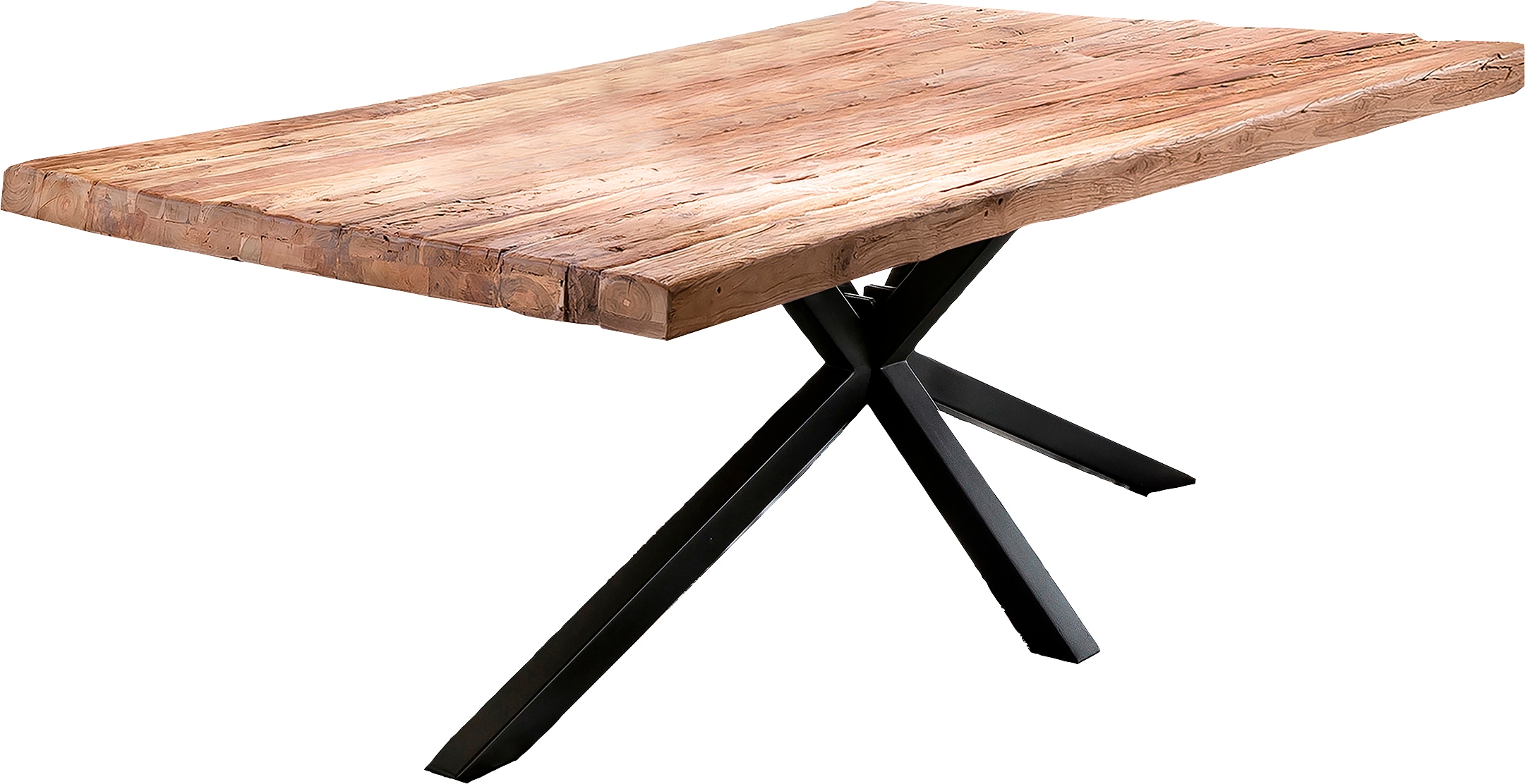 SIT Esstisch "Lourdes aus recyceltem Teakholz mit Metallgestell" 50 mm starke Teakholzplatte & extravagantes Metallgestell