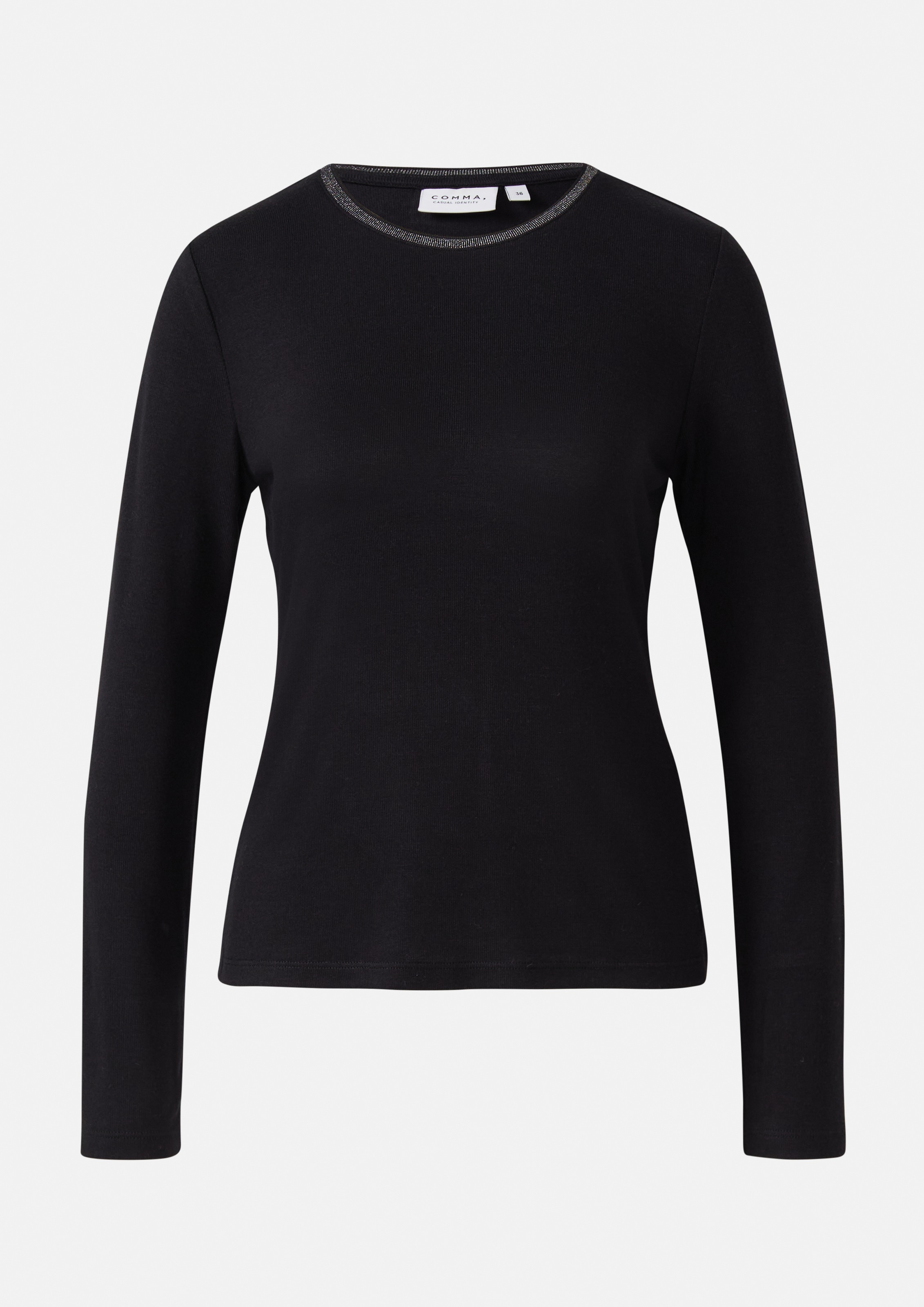 comma casual identity Longsleeve mit Glitzer-Rundhals günstig online kaufen