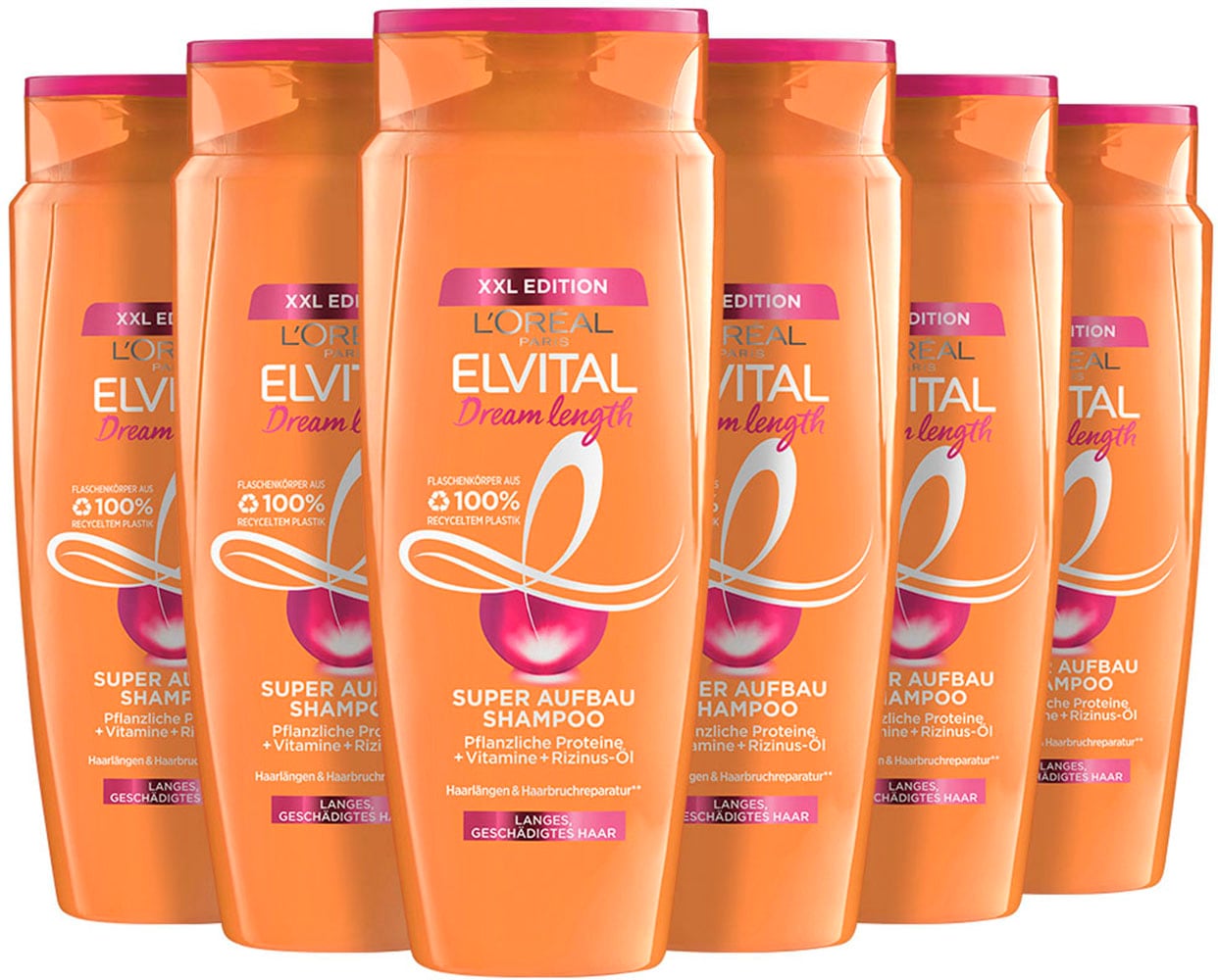 Haarshampoo »L'Oréal Paris Elvital Dream Length Shampoo«, (Packung, 6 tlg.)