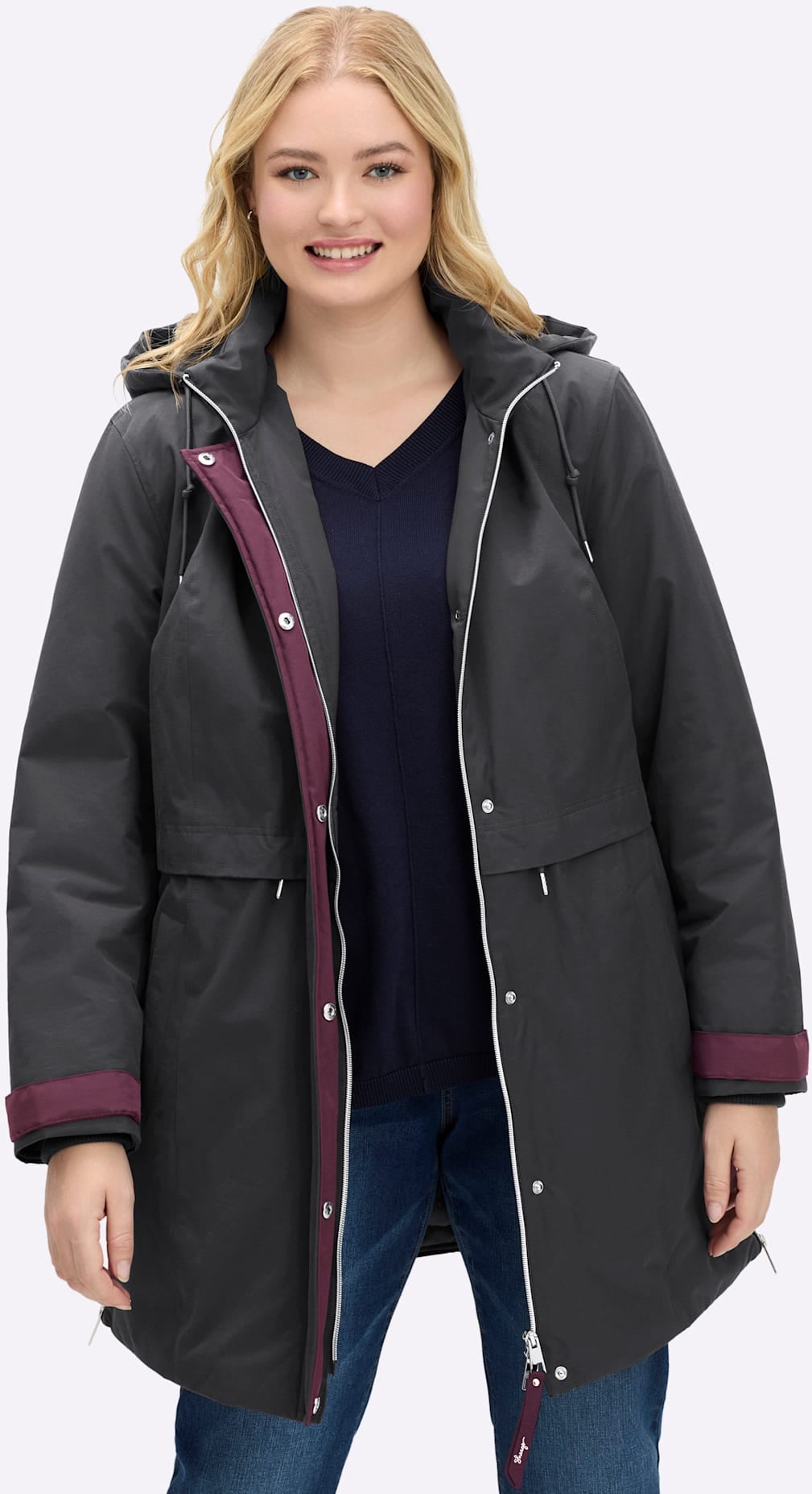 Sheego Langjacke mit Kapuze günstig online kaufen