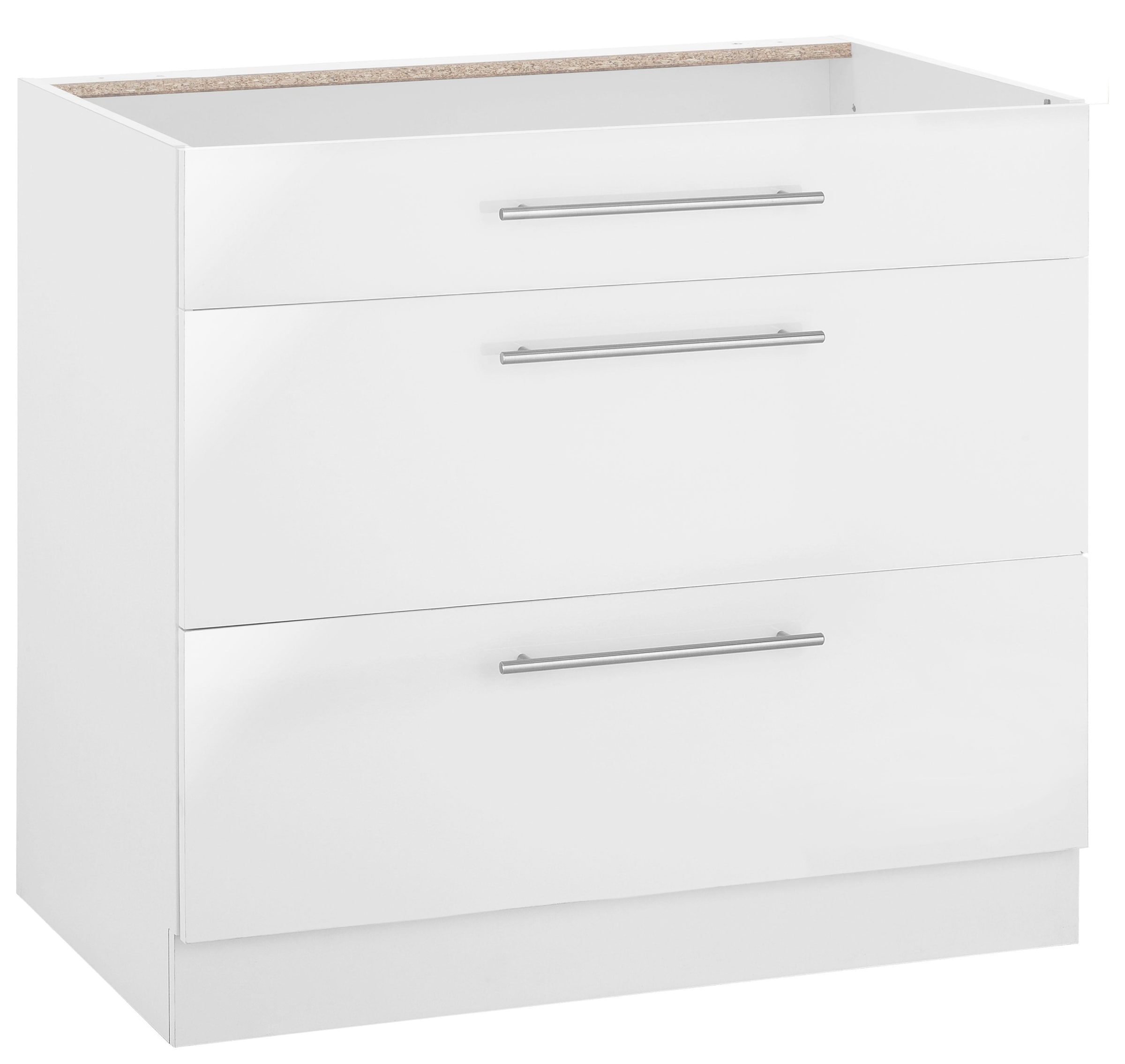 wiho Küchen Unterschrank "Flexi2, Breite 90 cm, Soft-Close Funktion" 1 Schubkasten, 2 Auszüge