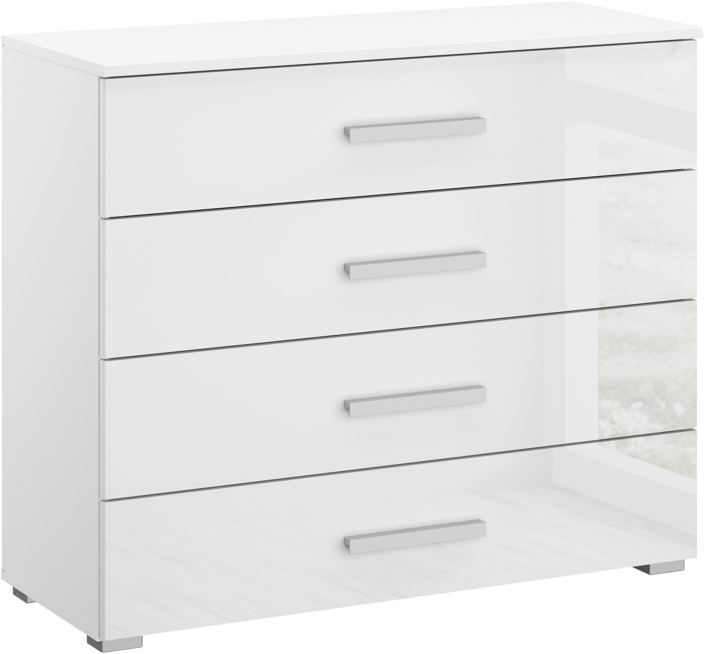 rauch Schubkastenkommode "Sideboard Kommode Schubkastenkommode KOLUNA mit Hochglanzfront" Breite 80 cm mit moderner Dekorfront, vier große und geräumige Schubladen mit viel Stauraum MADE IN GERMANY