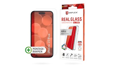 Displayschutzglas »Real Glass + Case«, für Apple iPhone 15 Plus, Displayschutzfolie...