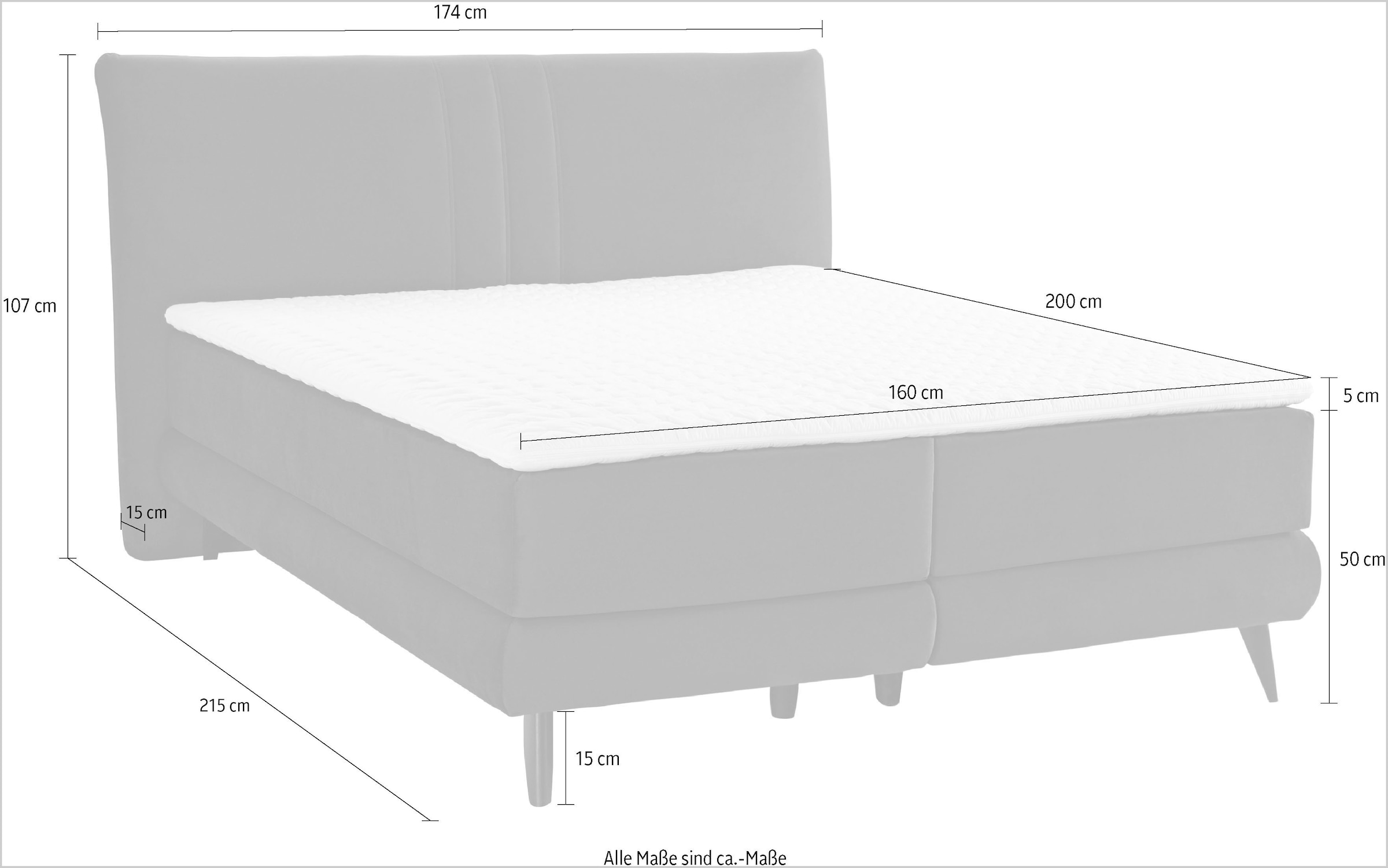 Places of Style Boxspringbett »Skien«, incl. Kaltschaumtopper, 2 Härtegrade, 3 Ausführungen