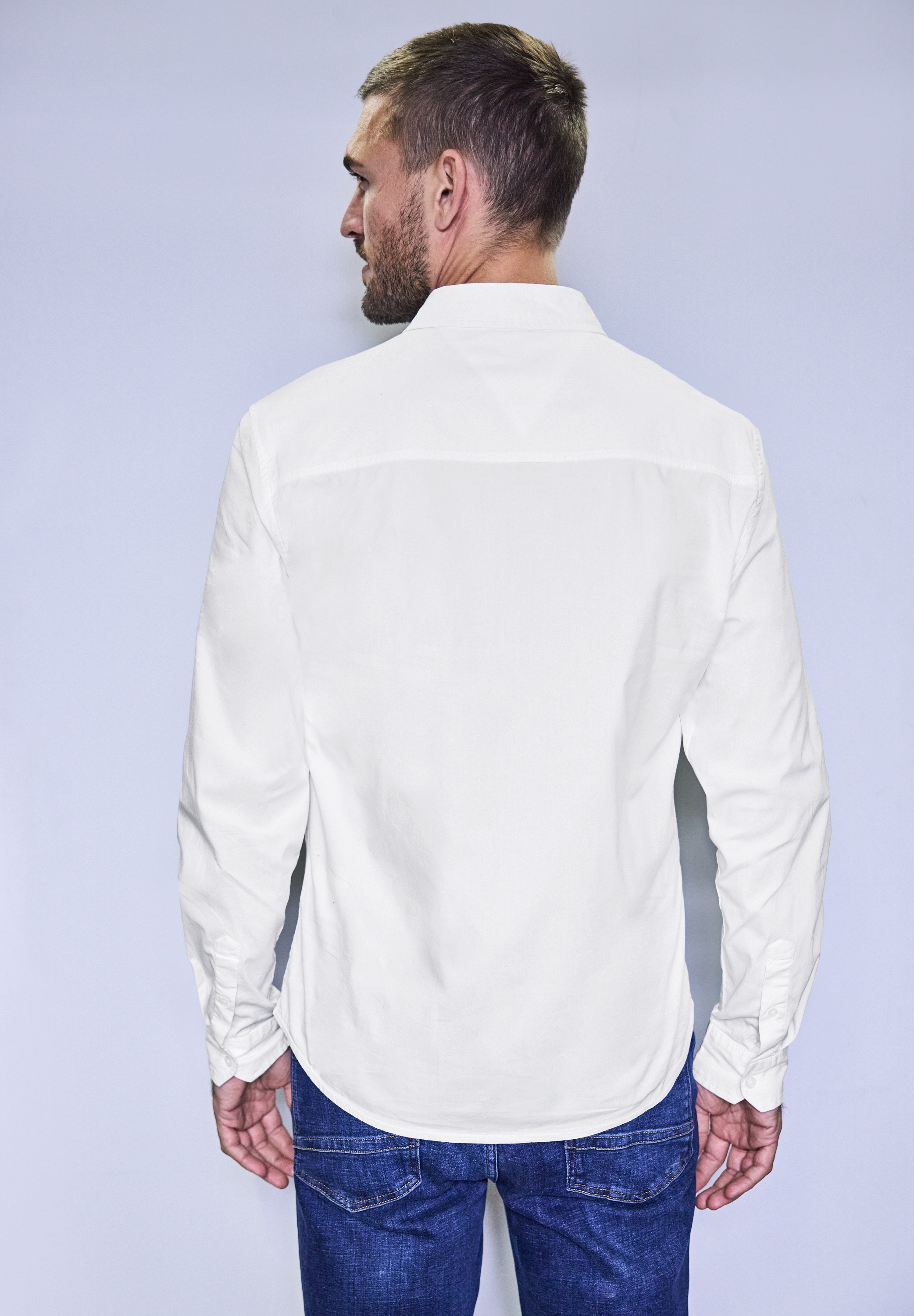 STREET ONE MEN Langarmhemd, aus Baumwolle mit Stretchanteil
