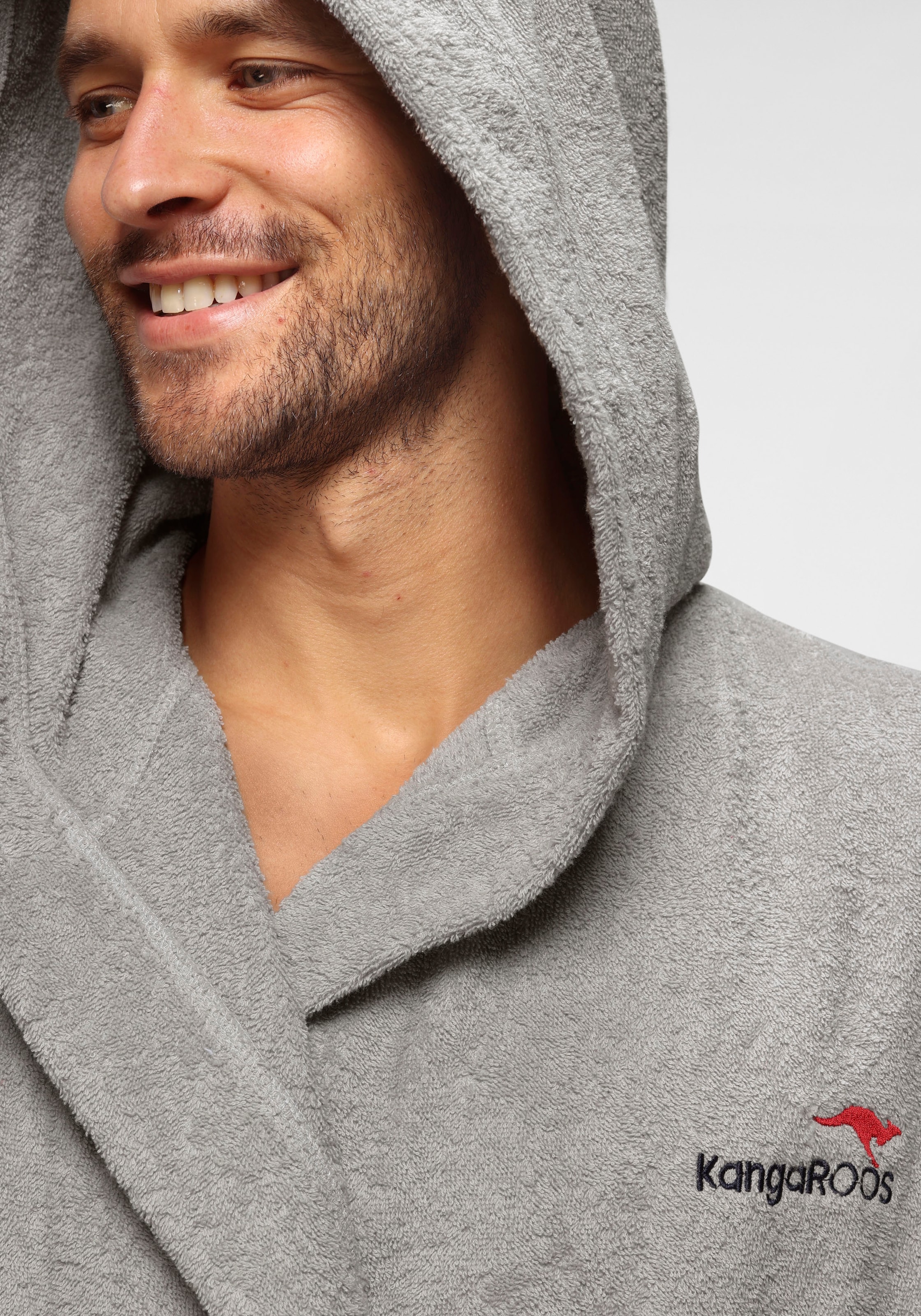 KangaROOS Unisex-Bademantel »Cassidy, für Damen & Herren, Standardlänge & Überlänge«, (1 St.), mit Taschen, Männer und Frauen, Baumwolle, Reise, Hotel, Sauna, S-3XL