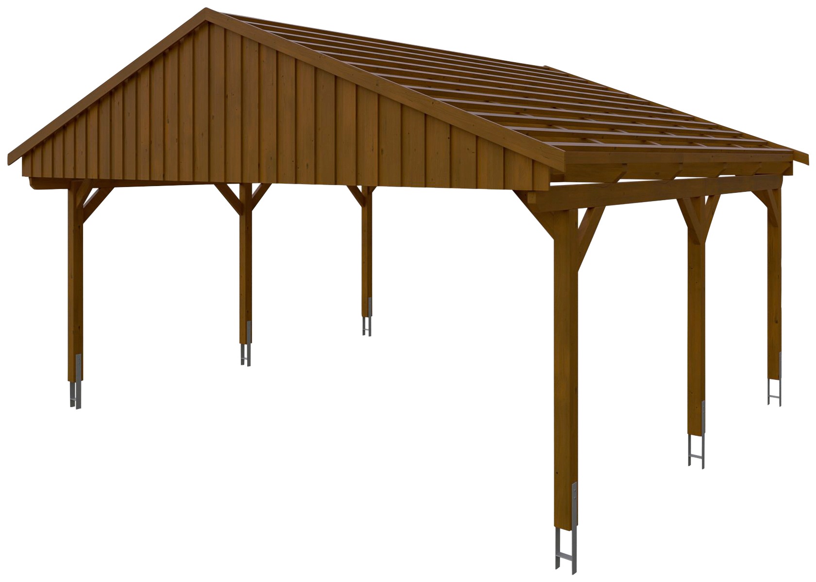 Skanholz Doppelcarport »Fichtelberg«, braun, mit Dachlattung