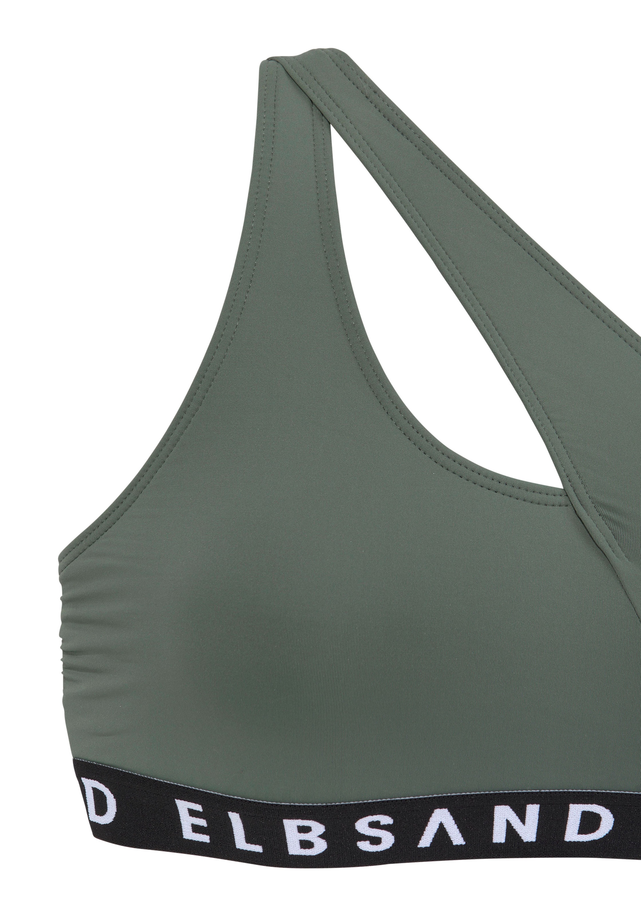 Bustier-Bikini ELBSAND, Damen, Gr. 42, Cup C/D, grün (oliv), Microfaser, unifarben mit Farbeinsatz, Bikini-Sets, mit Markenschriftzügen in Kontrastfarbe 3