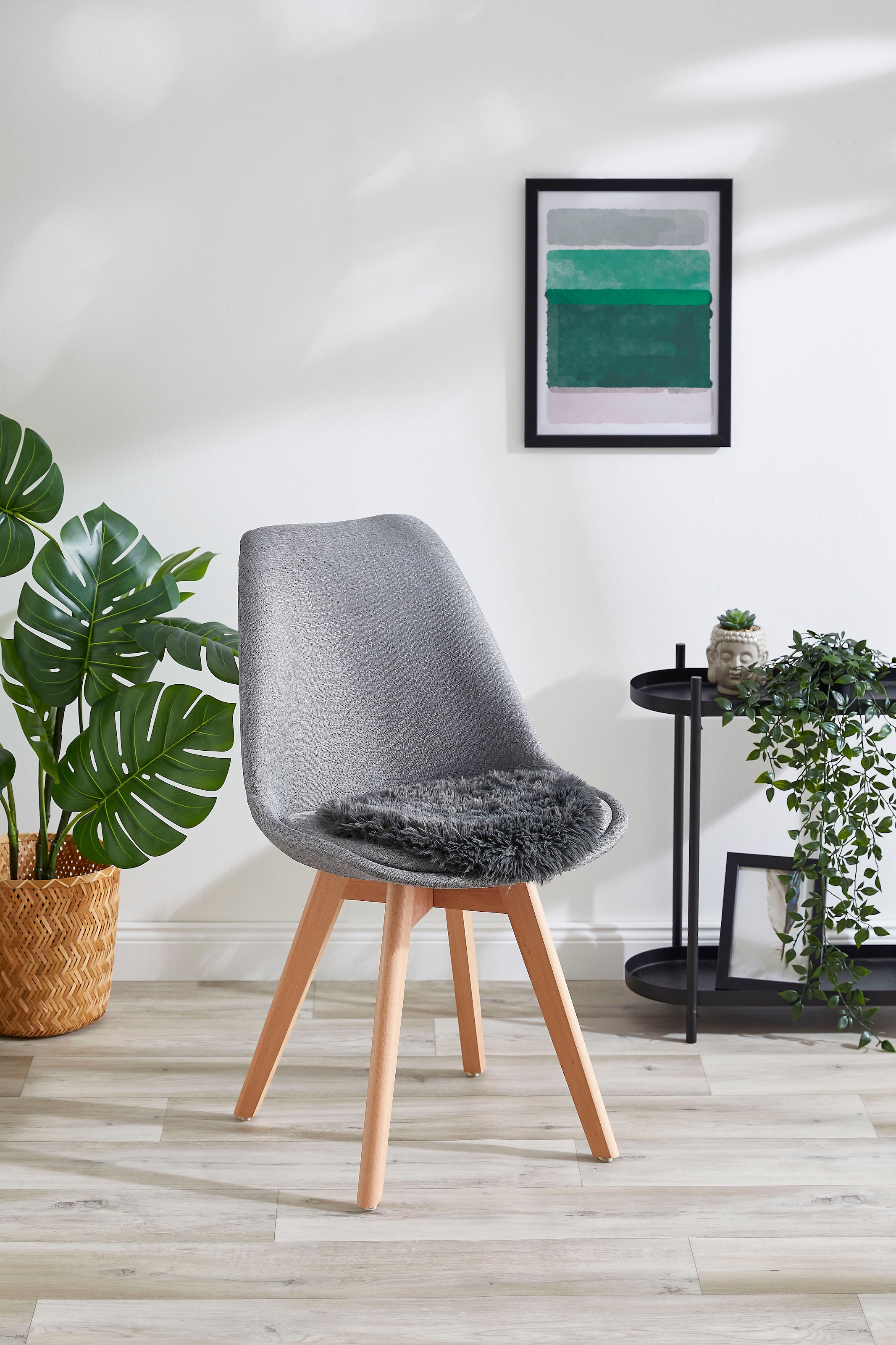 OTTO home Stuhlkissen "Sitzauflage Alpa, Kunstfell, 4er Set" ungepolstert, rund, Ø 34 cm, sehr weich, waschbar