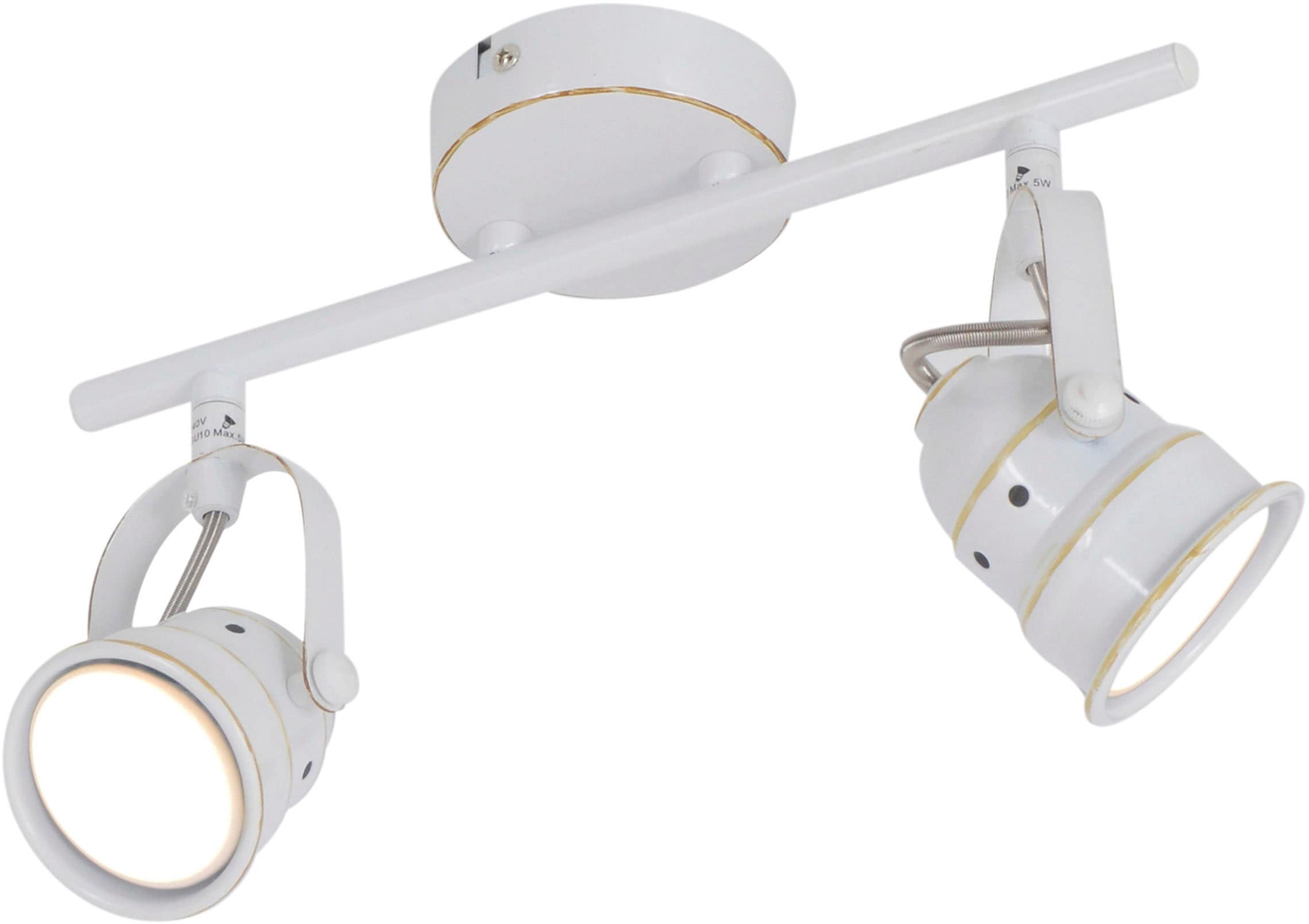 näve LED Deckenspots »Shabspo«, 2 flammig, Leuchtmittel GU10 | Leuchtmittel wechselbar, 2er Deckenspot, incl. 2x GU10 LED Leuchtmittel, Metall weiß-antik