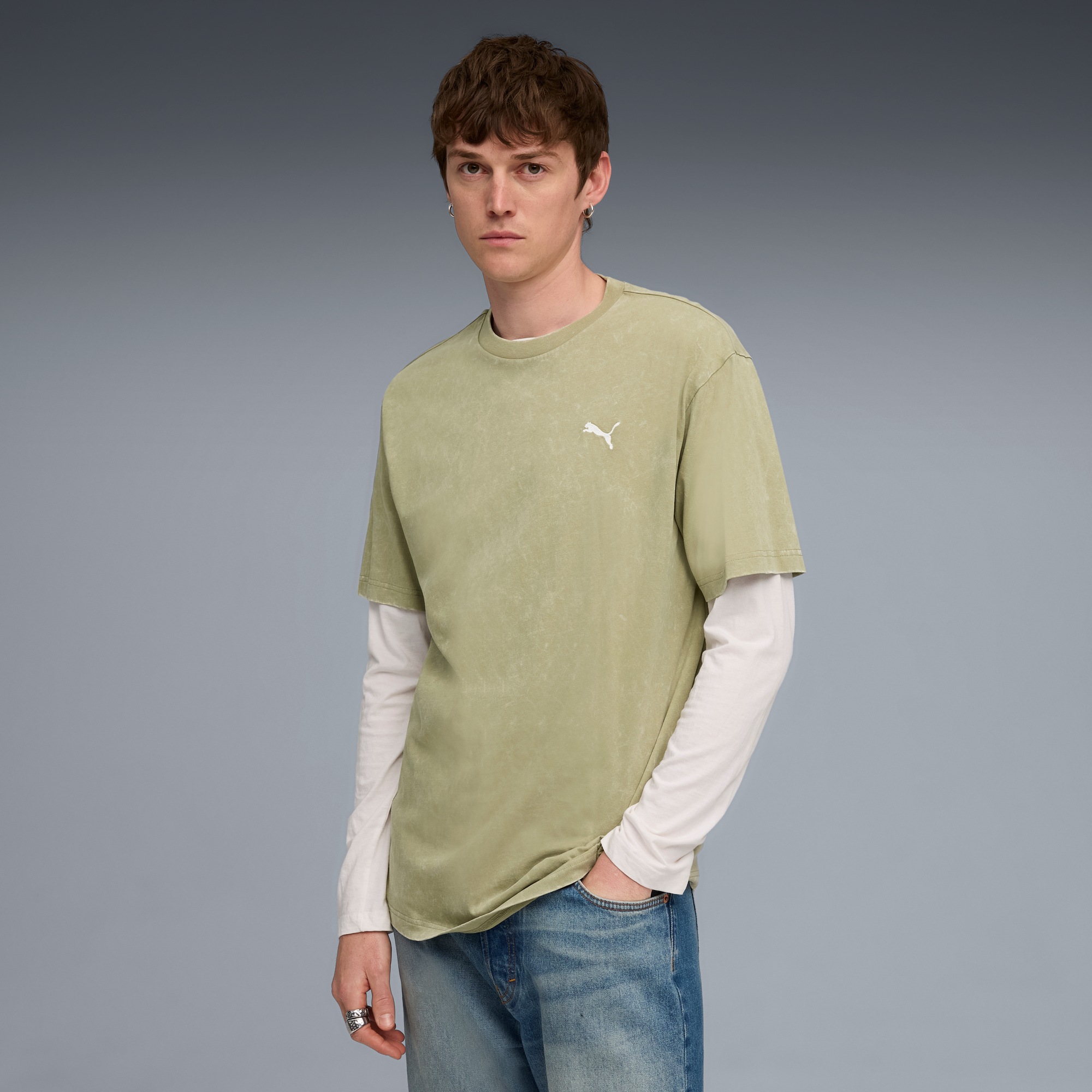 PUMA T-Shirt "ESS ELEVATED RELAXED WASH TEE" Kurzarm, für Freizeitaktivitäten, aus weichem Jersey-Material