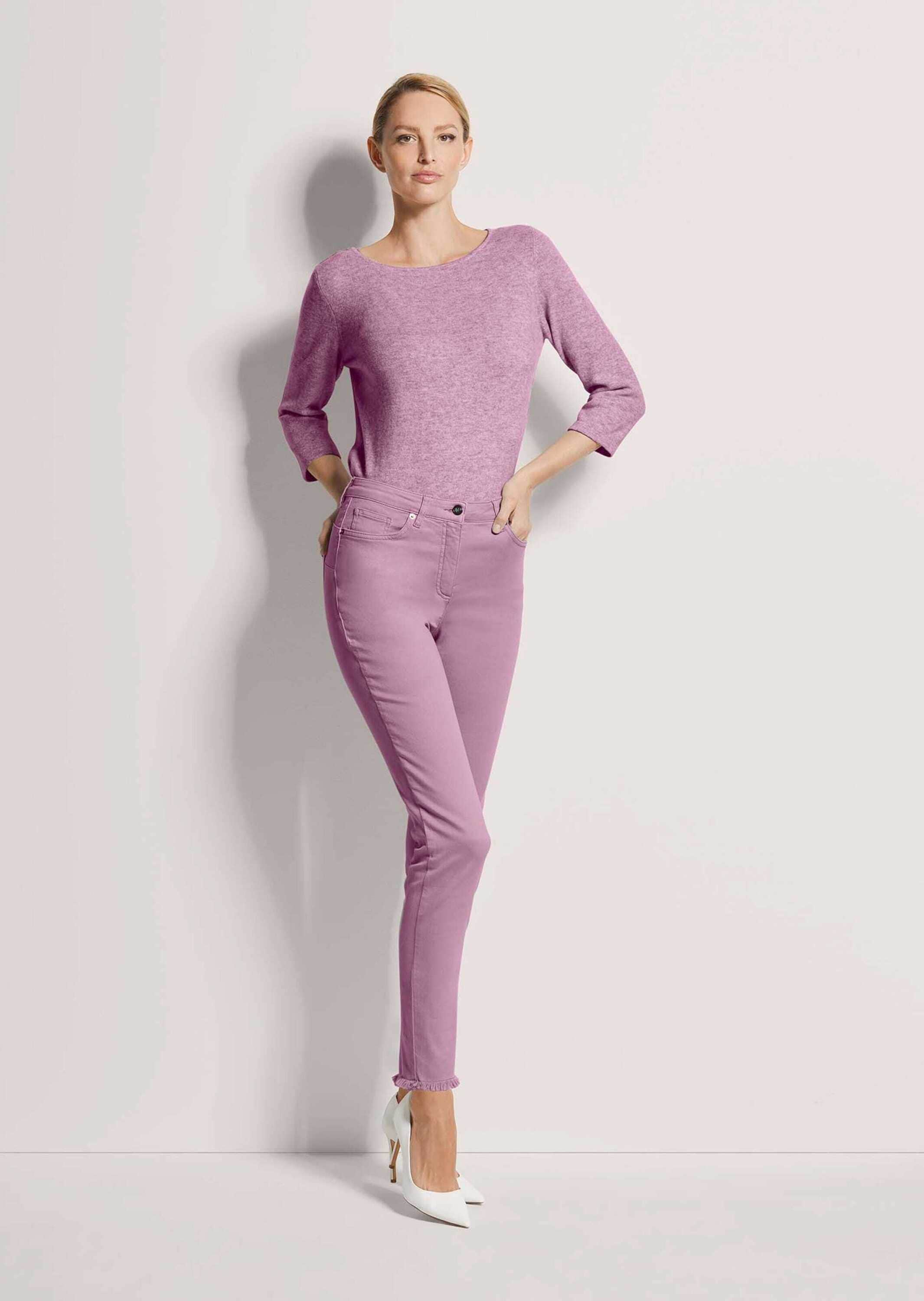 MADELEINE Regular-fit-Jeans »Jeans Mid Waist Skinny-Hose mit Fransen«