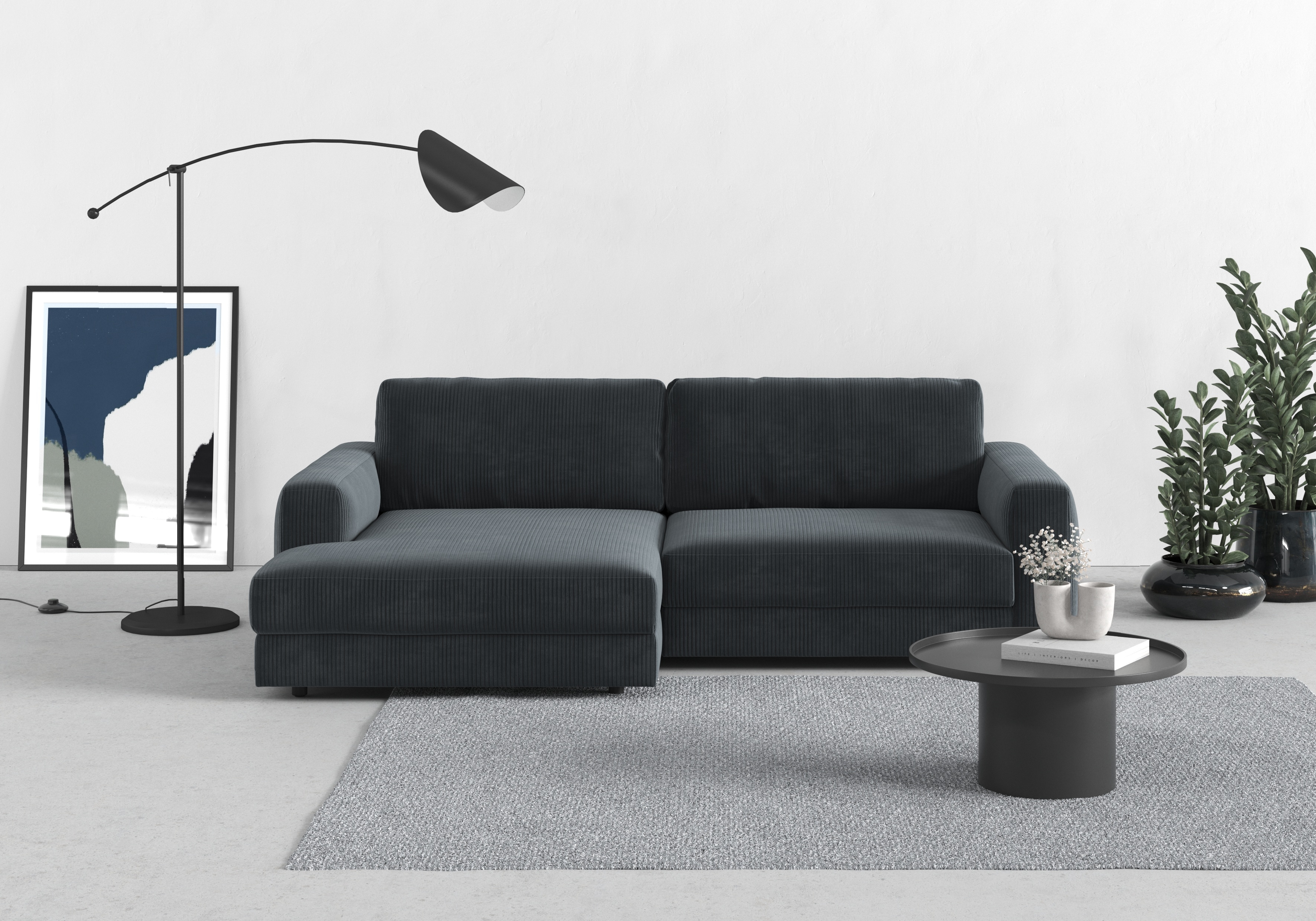 TRENDMANUFAKTUR Ecksofa "Bourbon Mega Ecke mit tollem Sitzkomfort, Breite 250cm, L-Form" mit extra hohem Sitzkomfort, auch in Cord erhältlich