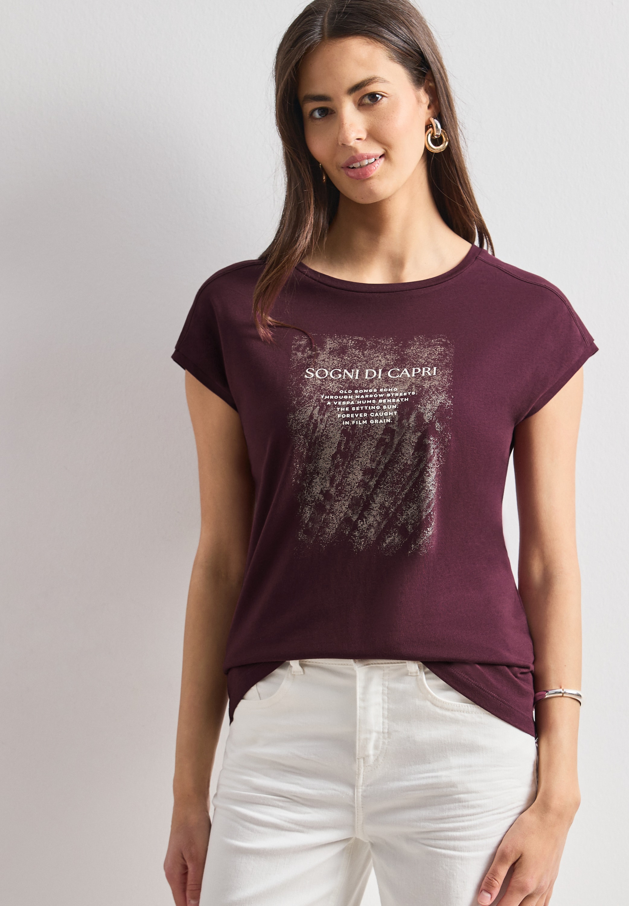 STREET ONE Print-Shirt aus softem Materialmix