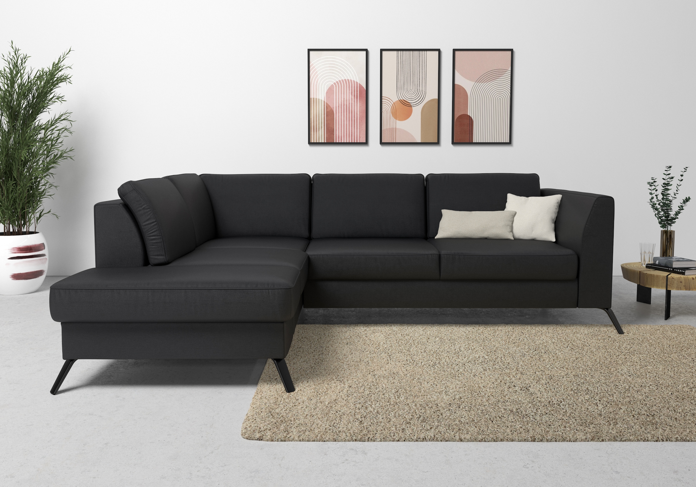 sit&more Ecksofa "Olsen L-Form" inklusive Sitztiefenverstellung, optional Schlaffunktion, 15cm hoch
