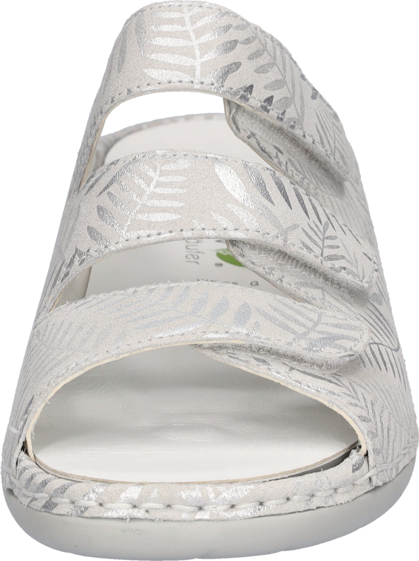 Pantolette WALDLÄUFER "GUNNA", Damen, Gr. 8 (42), weiß, Veloursleder, metallic, Schuhe Pantolette, Klettschuh, Sommerschuh, Komfortschuh in Bequemweite G (= weit) 3