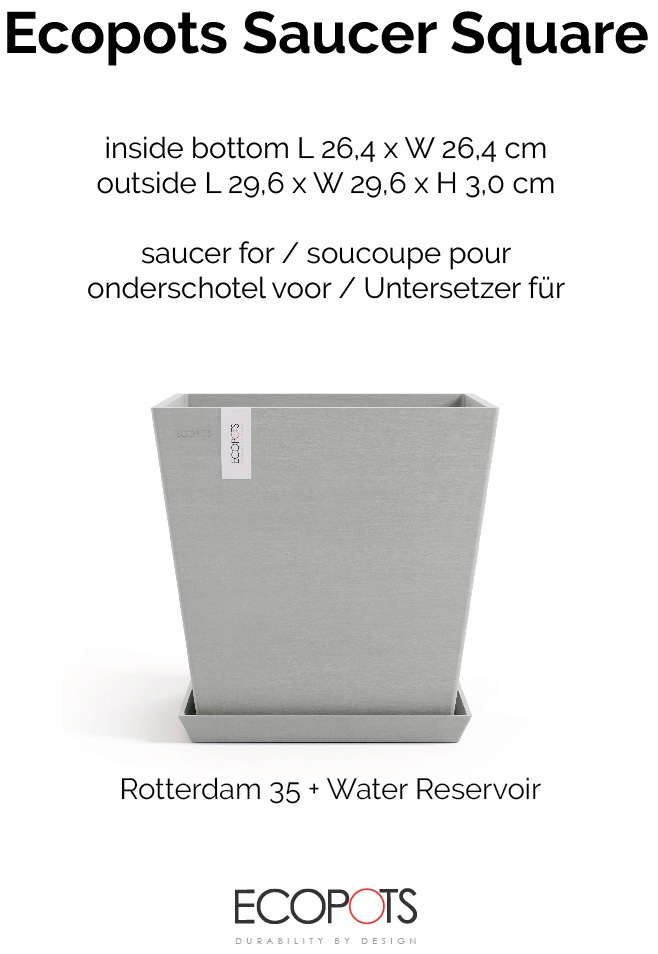 ECOPOTS Topfuntersetzer »Quadratisch 35 Weißgrau«, für innen und außen: frostsicher, bruchsicher und lichtbeständig