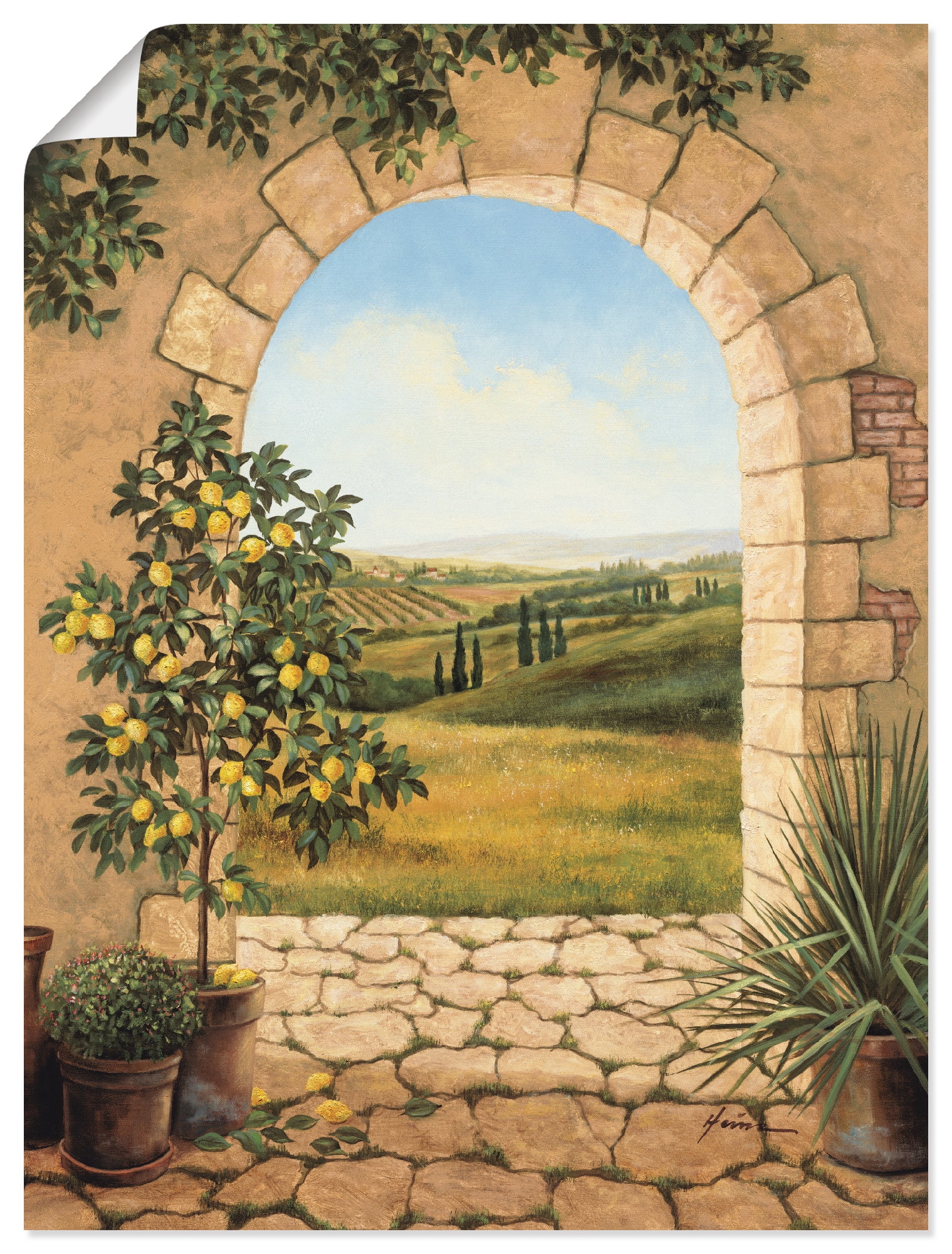 Artland Wandbild "Zitronenbaum vorm Torbogen" Fensterblick 1 Stk. tlg. als günstig online kaufen