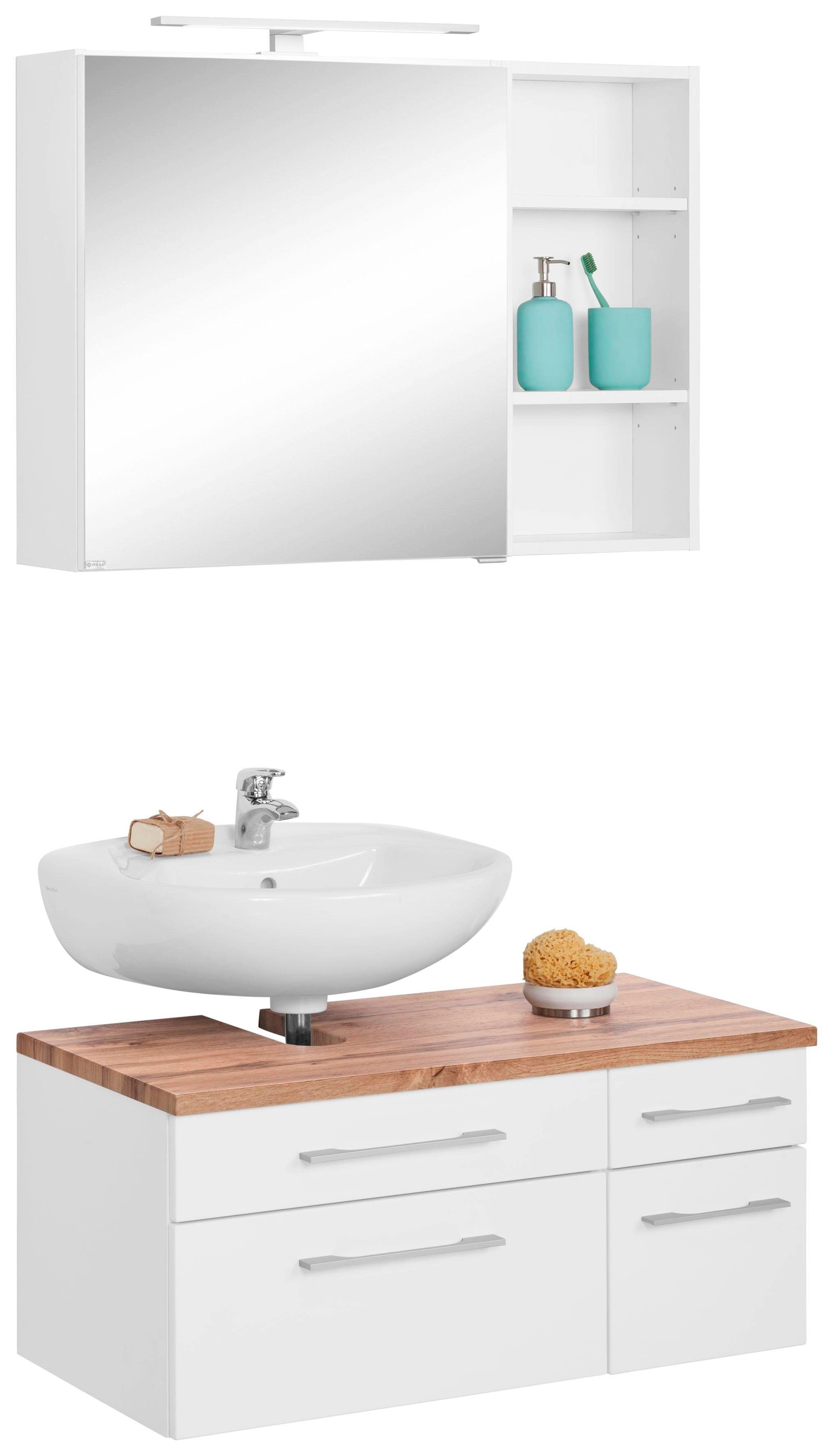 welltime Badmöbel-Set "Davos" 3 Stk. tlg. Spiegelschrank, Regal und Waschbe günstig online kaufen