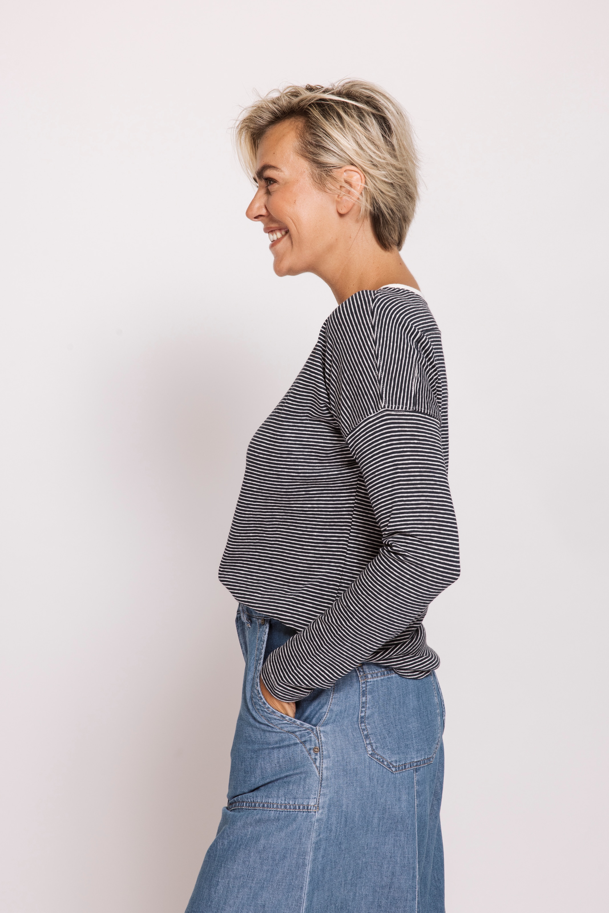 Zhrill Langarmshirt »ZHRAHEL LS« aus Leinen und in Ringel-Optik