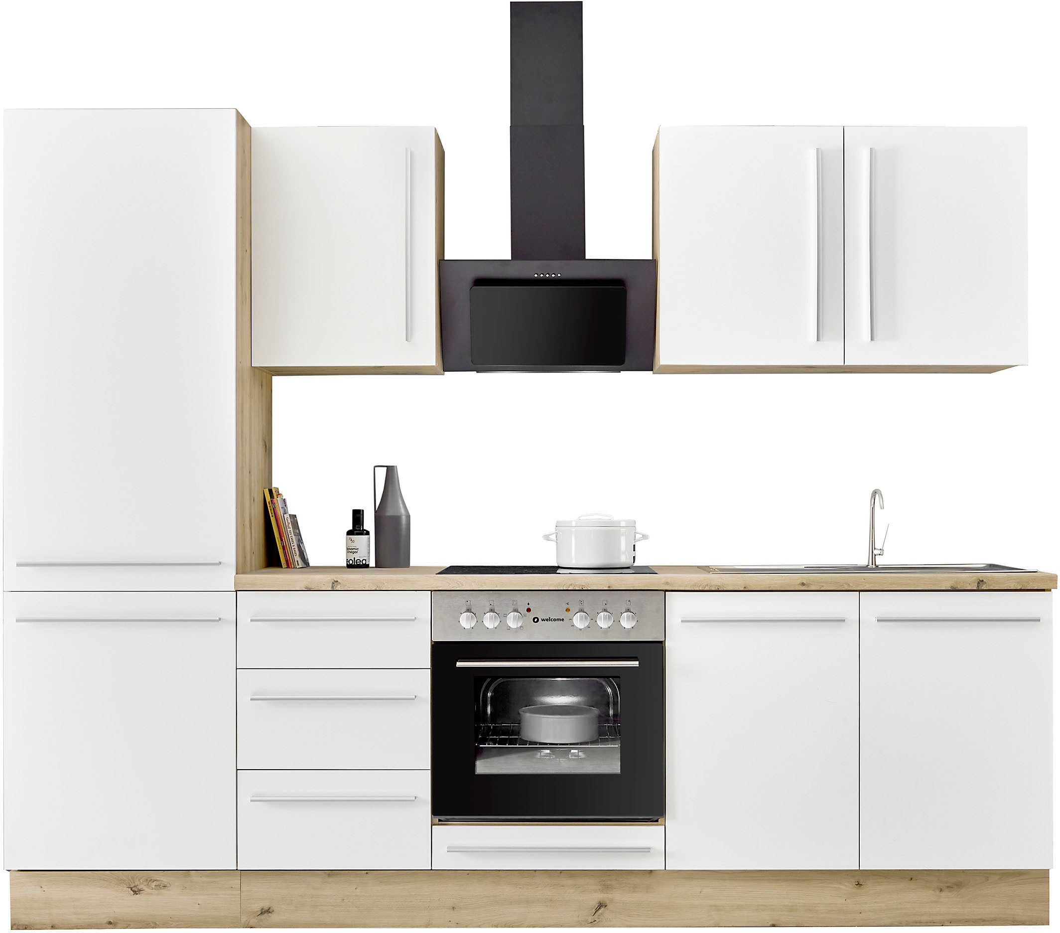 KOCHSTATION Küchenzeile »KS-Florida mit 38mm starker Arbeitsplatte«, Breite 270 cm, wahlweise mit E-Geräten, Soft-Close-Funktion