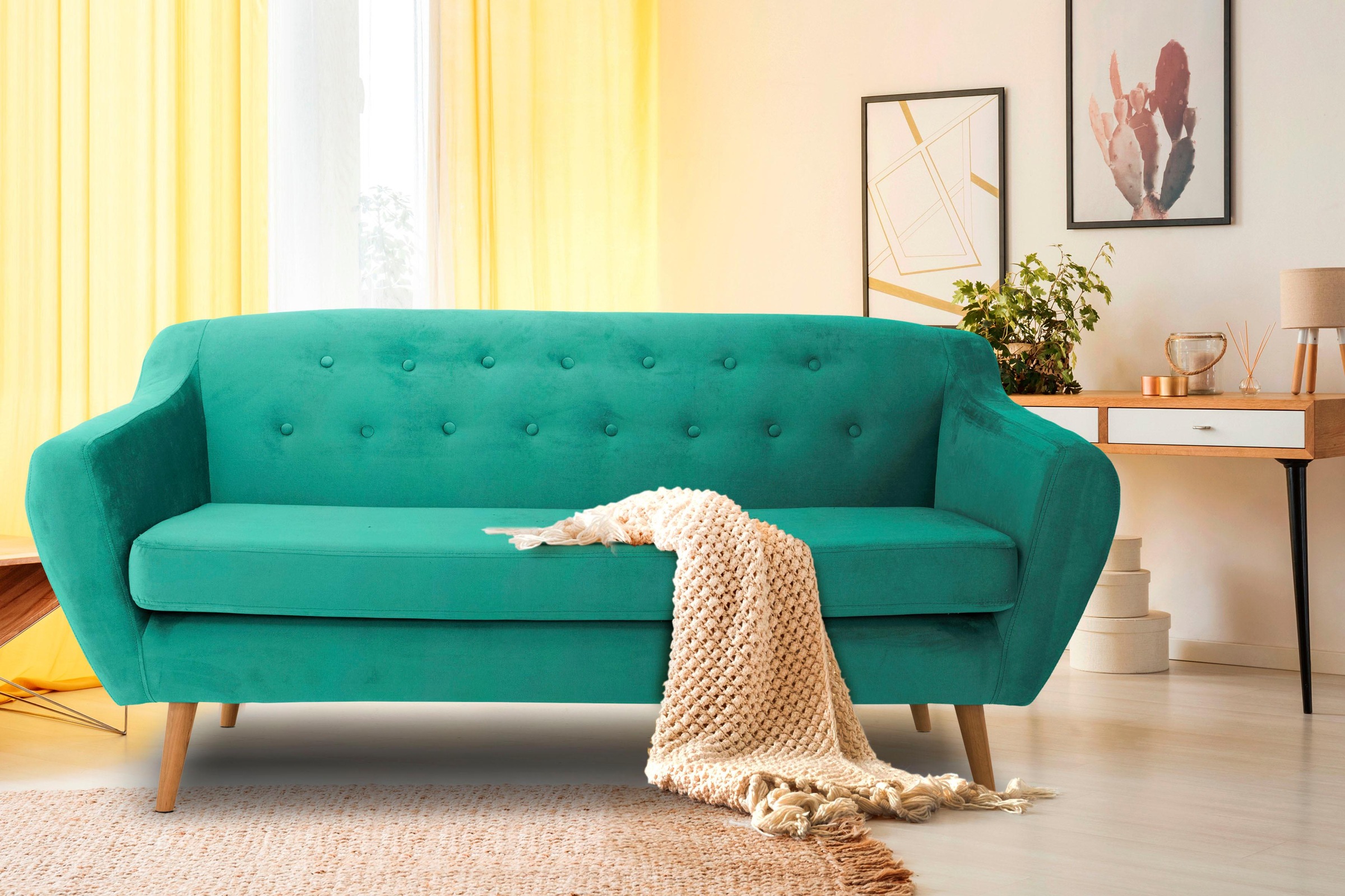 Home affaire 3-Sitzer "Renne" mit Heftung im Rücken im skandinavischem Stil günstig online kaufen