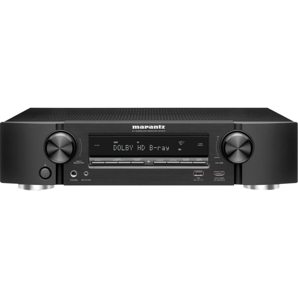 Marantz AV-Receiver »NR1510«, 5.1, (WLAN-LAN (Ethernet)-Bluetooth 3D-fähig-4k Upscaling-Sleeptimer-USB-Mediaplayer-FM Tuner-Sprachsteuerung-Internetradio-Hi-Res Audio)