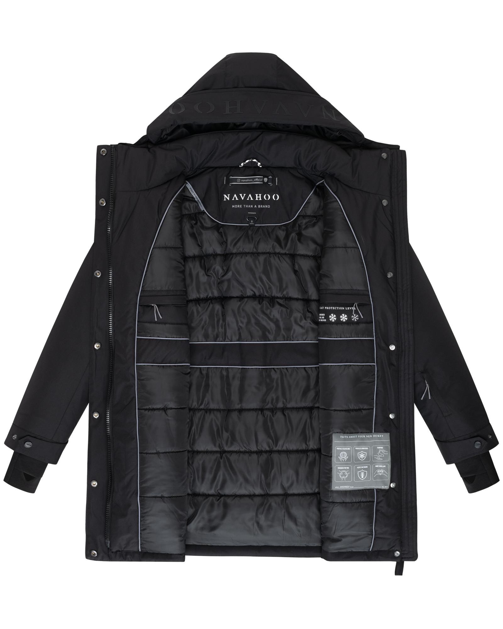 Navahoo Wintermantel »Frostkuss 14«, Warmer Damen Mantel mit abnehmbarer Kapuze und Taillengürtel