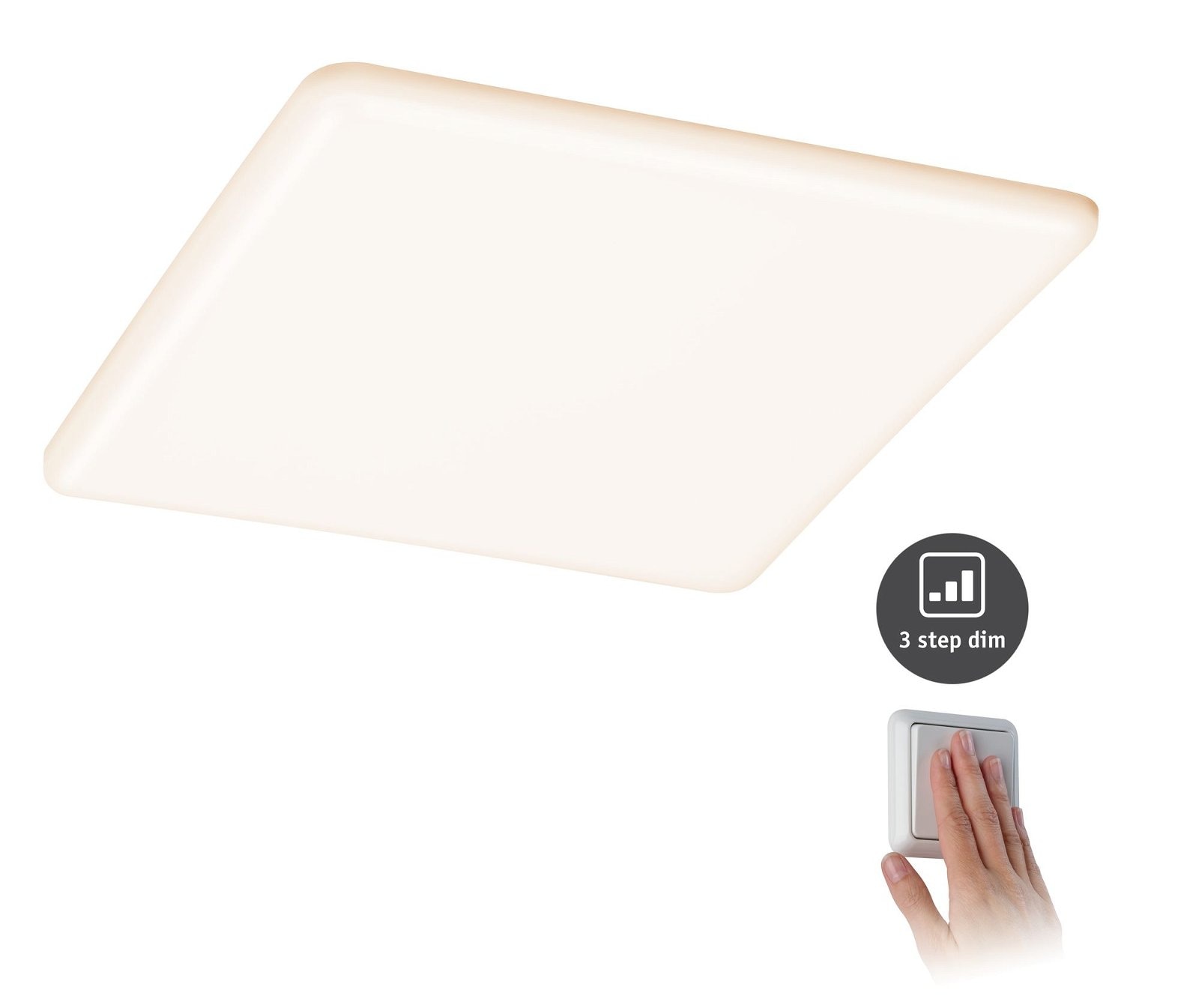 Paulmann LED Einbauleuchte »VariFit Veluna IP44 eckig 215x215mm 21W 1650lm 3000K Satin 3-Step-Dim«, 1 flammig, Einbaupanel, dimmbar