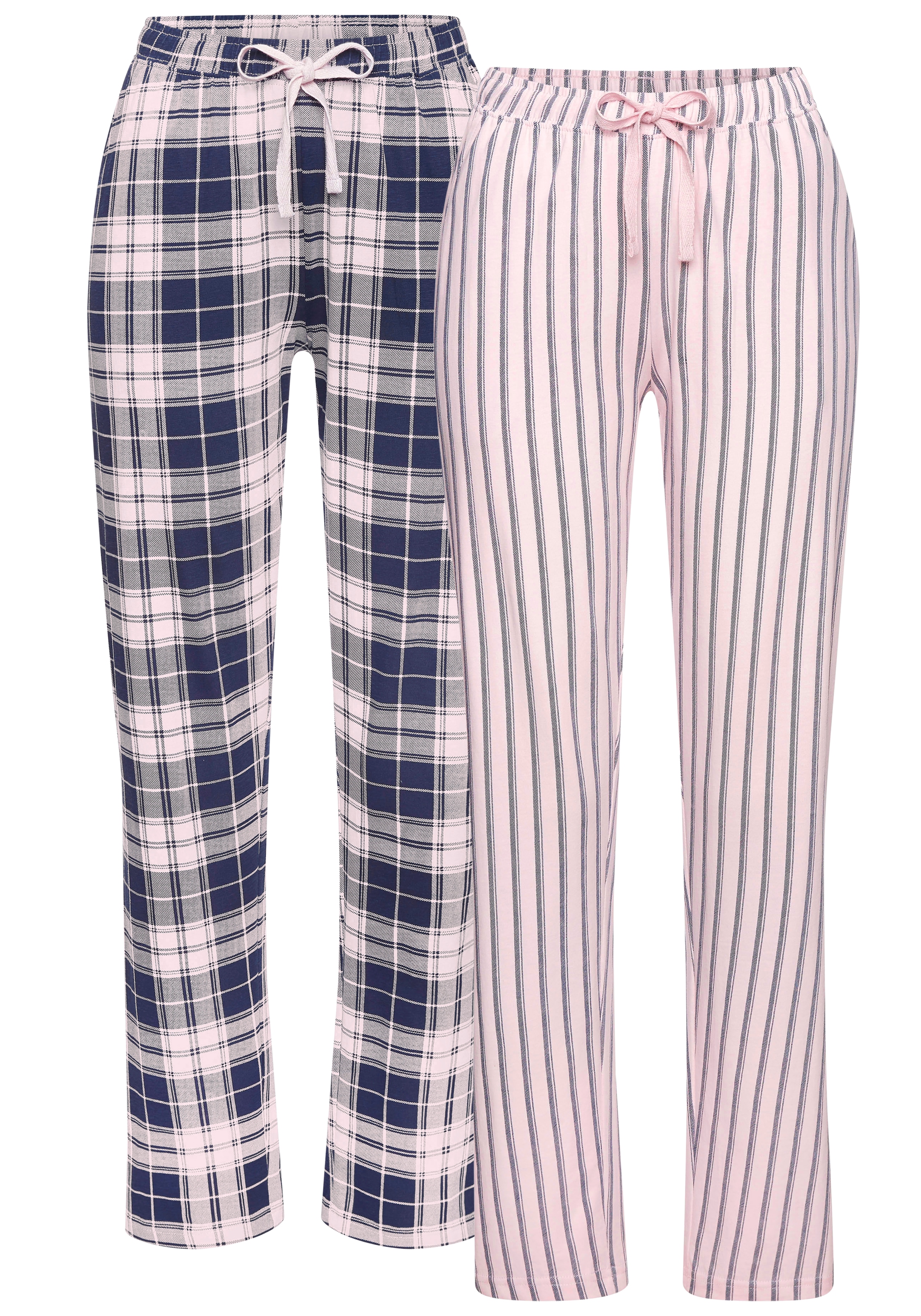Vivance Dreams Pyjamahose, (Packung, 2 tlg.), Mit Streifen und Karos