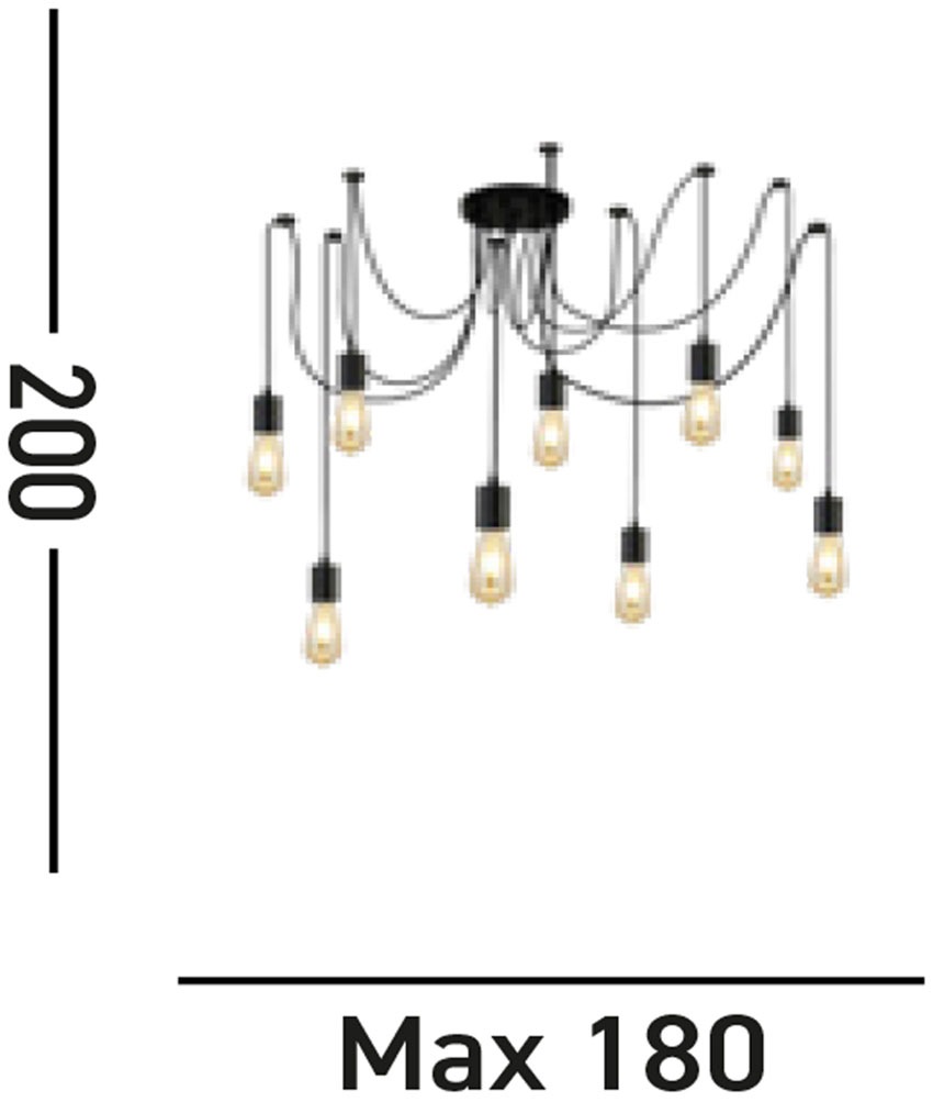 Searchlight Hängeleuchte »Squiggle 9Lt Pendant - Black Metal & Cables« E27 1 Stk.