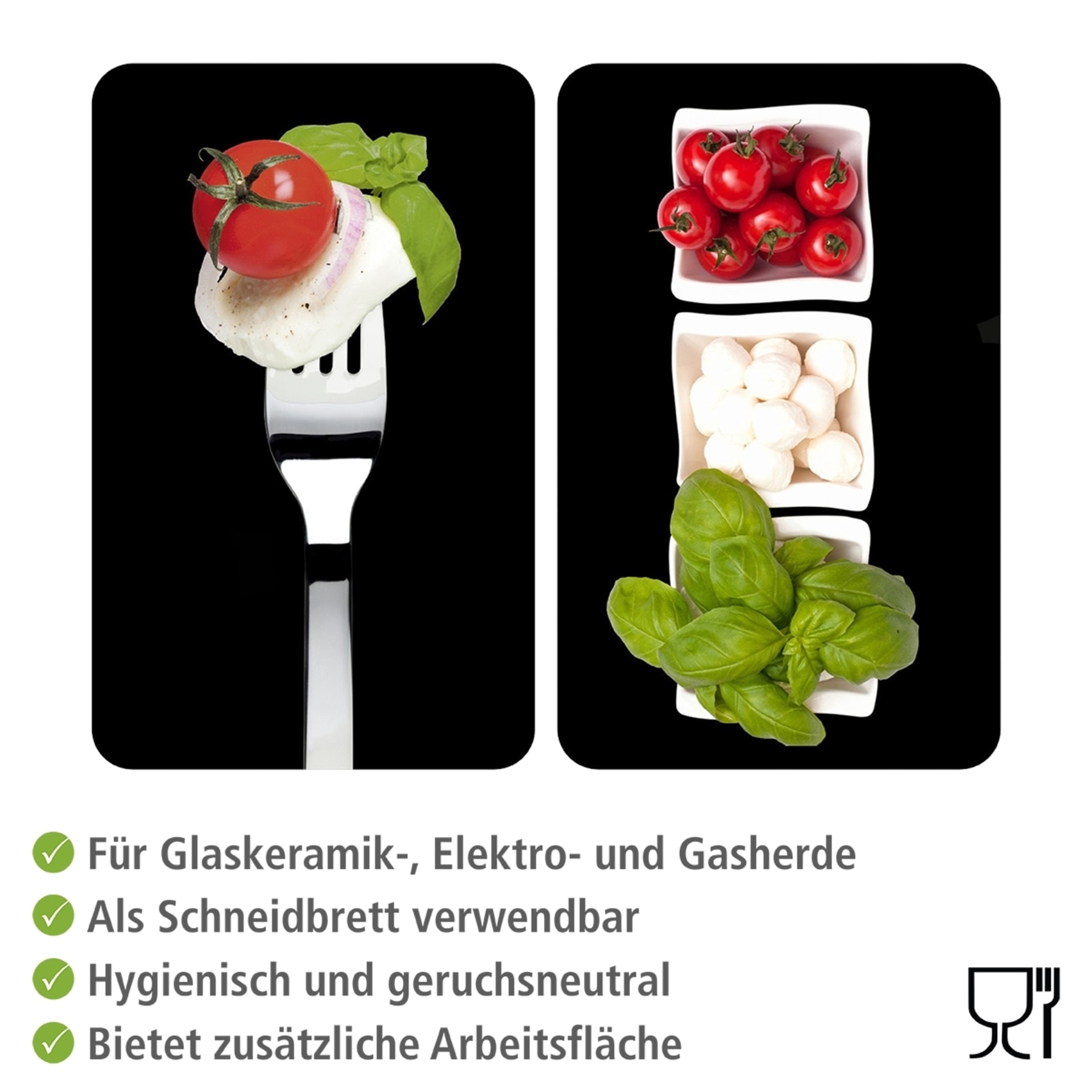 WENKO Herd-Abdeckplatte »Universal Modell Caprese«, (Set, 2 tlg.), Herdabdeckung für alle Herdarten, kratzfest, mit rutschfesten Füßen