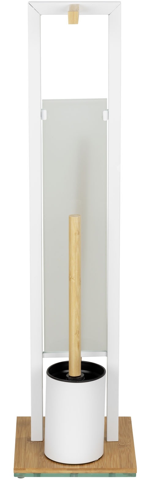 WENKO WC-Garnitur »Rivalta« aus Bambus | Sicherheitsglas | Stahl