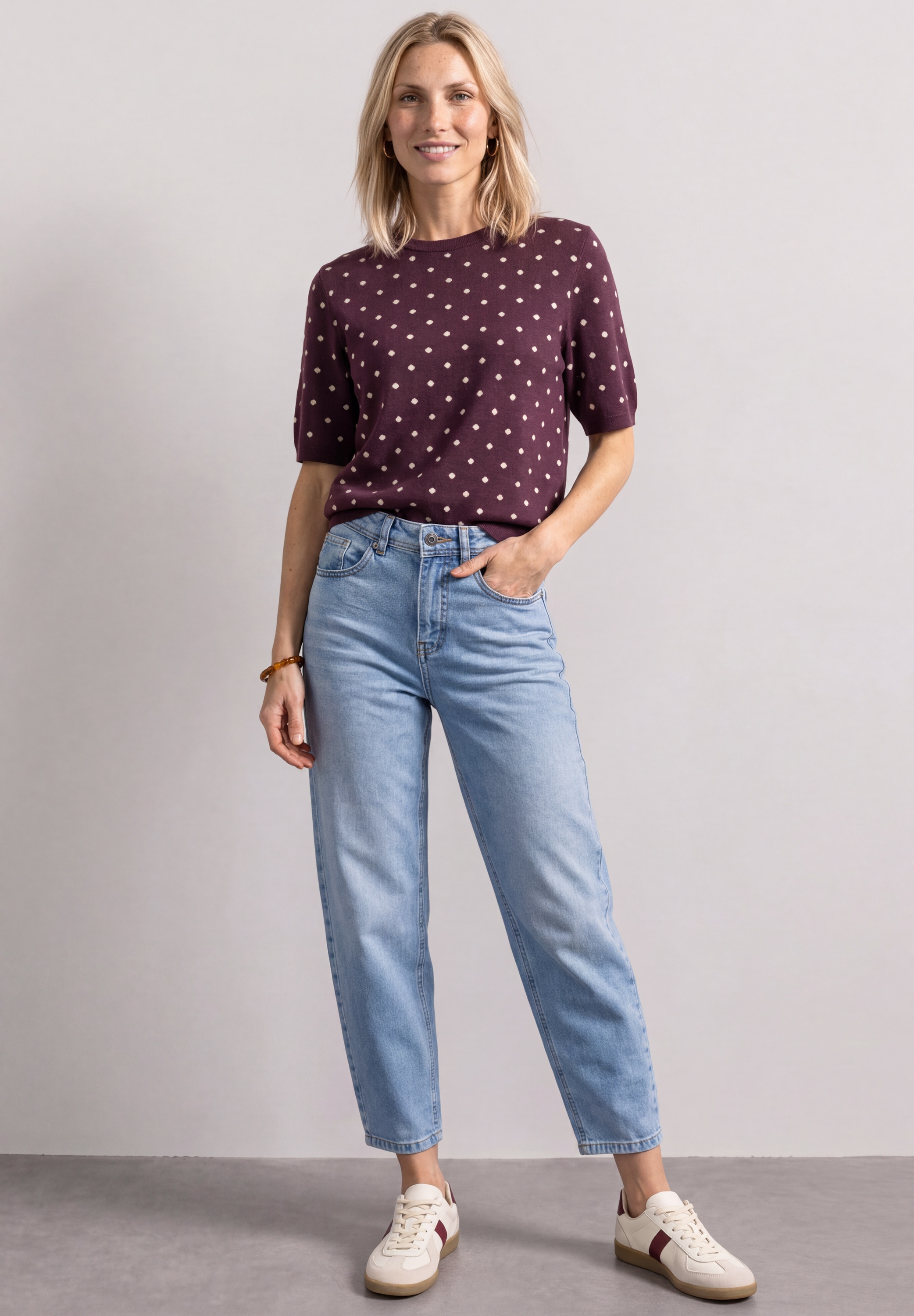 STREET ONE Kurzarmpullover mit Punkten