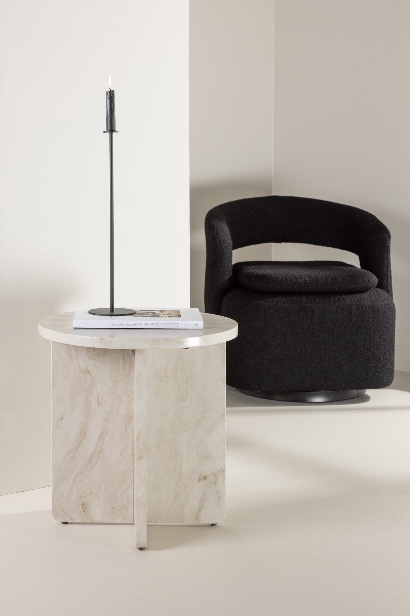 Venture Home Beistelltisch »Ålesund in Marmoroptik, pflegeleicht & modern, Ø50 cm« Ablagetisch, MDF, gewachst, rund, kompakt, anspruchsvoll