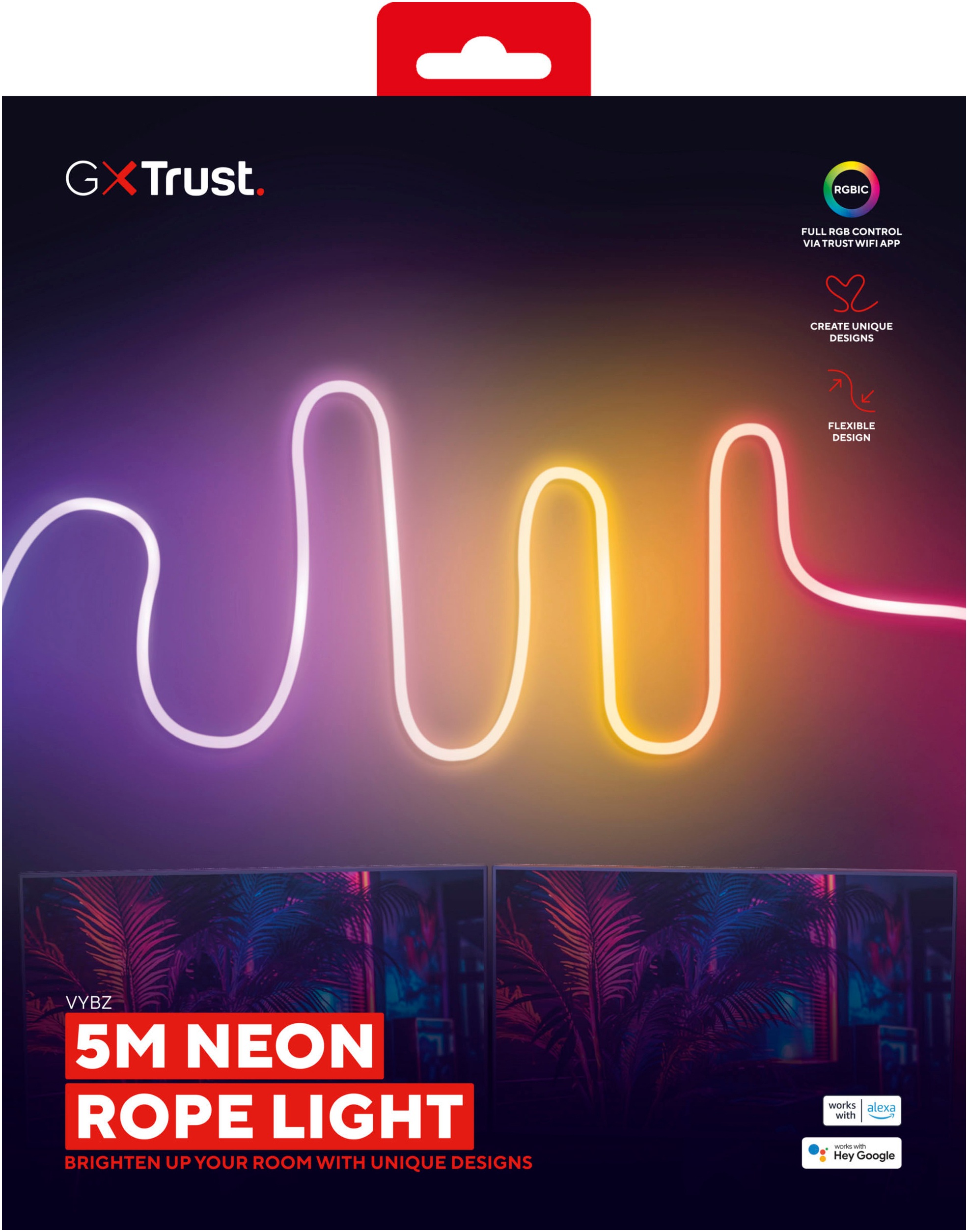 Trust Lichtanlage »GXT 904 Vybz RGBIC 5M LED Neon-Seillicht«