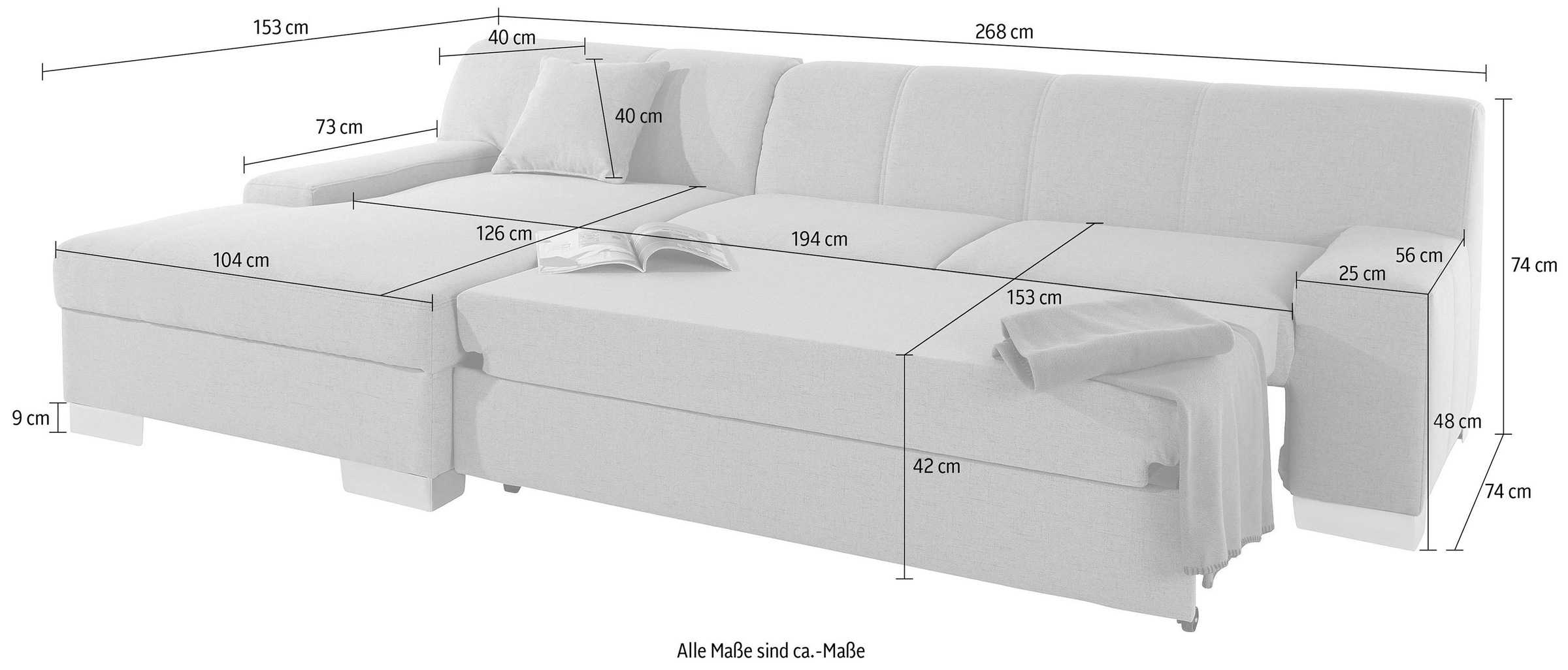 DOMO collection Ecksofa »Bero, elegant und zeitlos, flache Armlehnen, L-Form«, fester Sitzkomfort, wahlweise mit Bettfunktion