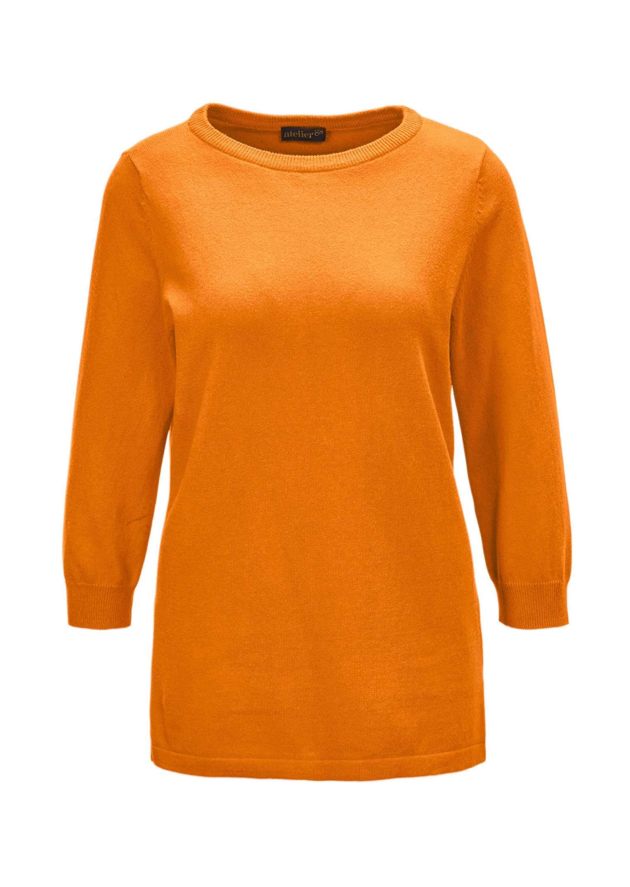 GOLDNER Damen Strickpullover "Pullover aus hochwertigem Garn"safran, Gr. 46, Obermaterial: 95% Baumwolle CO. 5% Kaschmir WS., Pullover