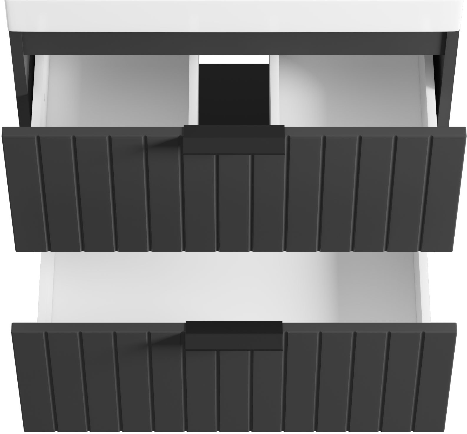 welltime Waschtisch »HARMONY mit Waschbecken, Breite 60 oder 80cm, modernes Design« Schrank mit 2 Schubladen, Soft-Close-Function, Paneeloptik
